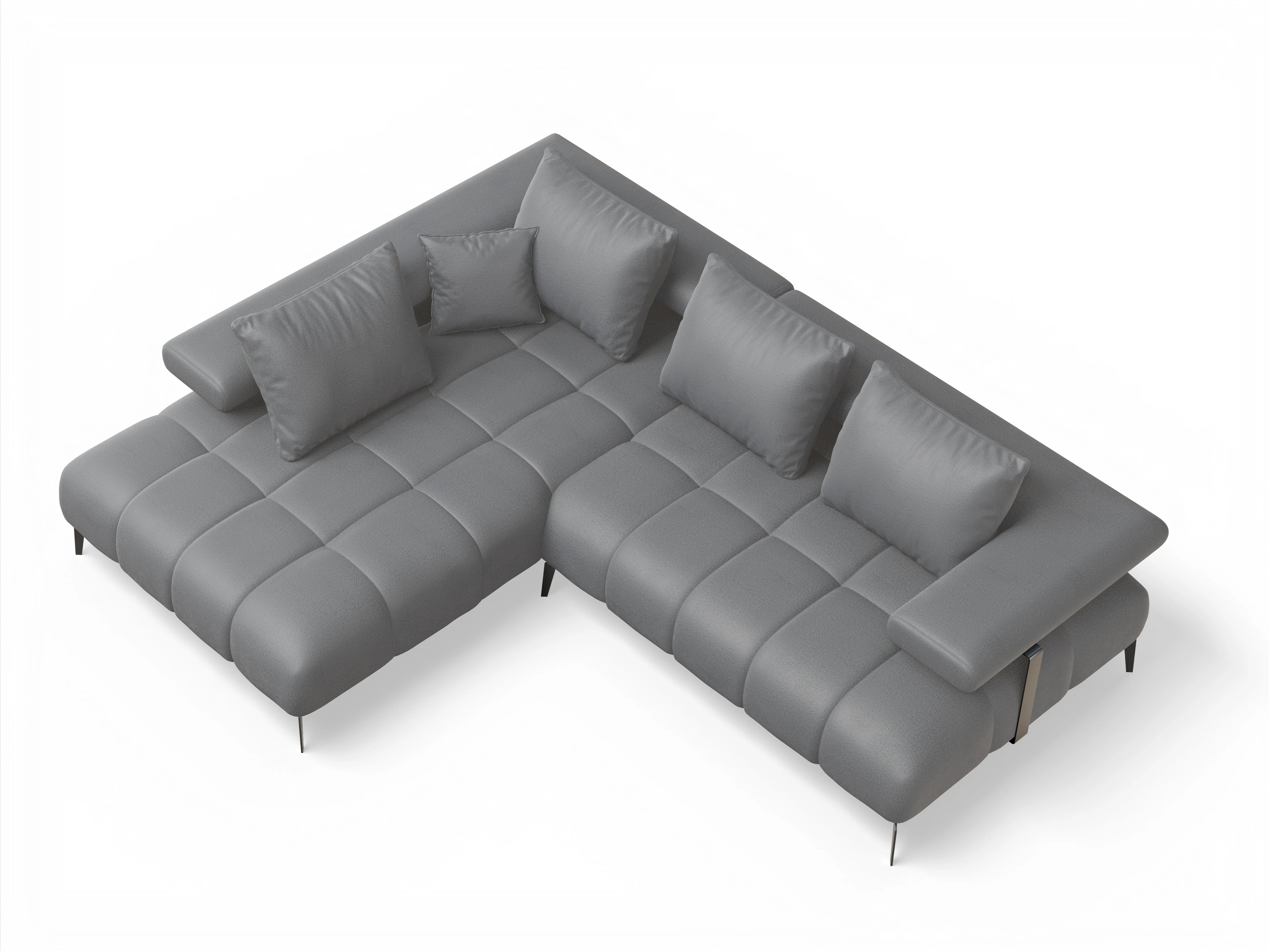 Ansicht des Produktes Madrid-O Ecksofa links Abschluss offen in Stoff Grau