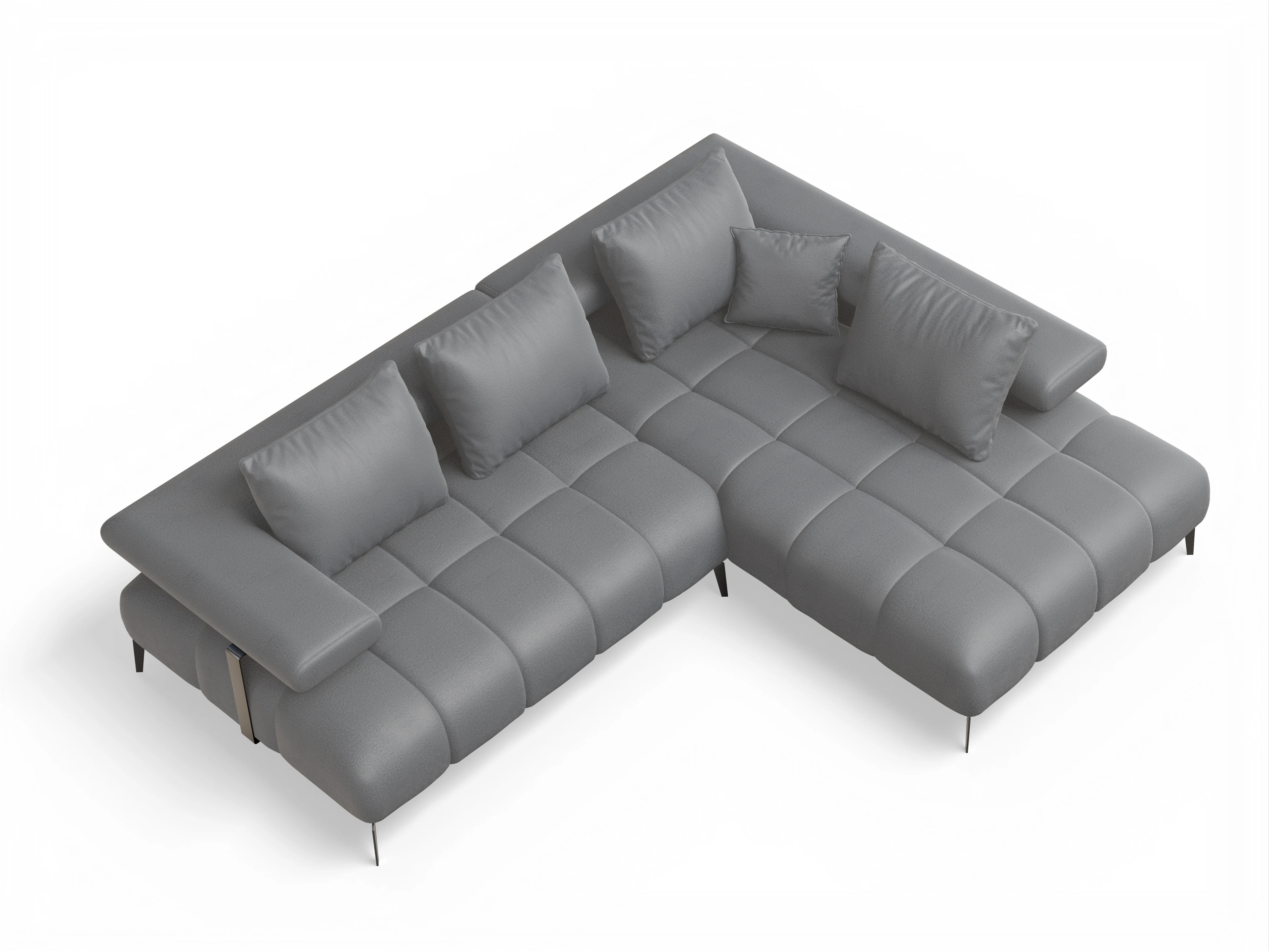 Ansicht des Produktes Madrid-O Ecksofa rechts Abschluss offen in Stoff Grau