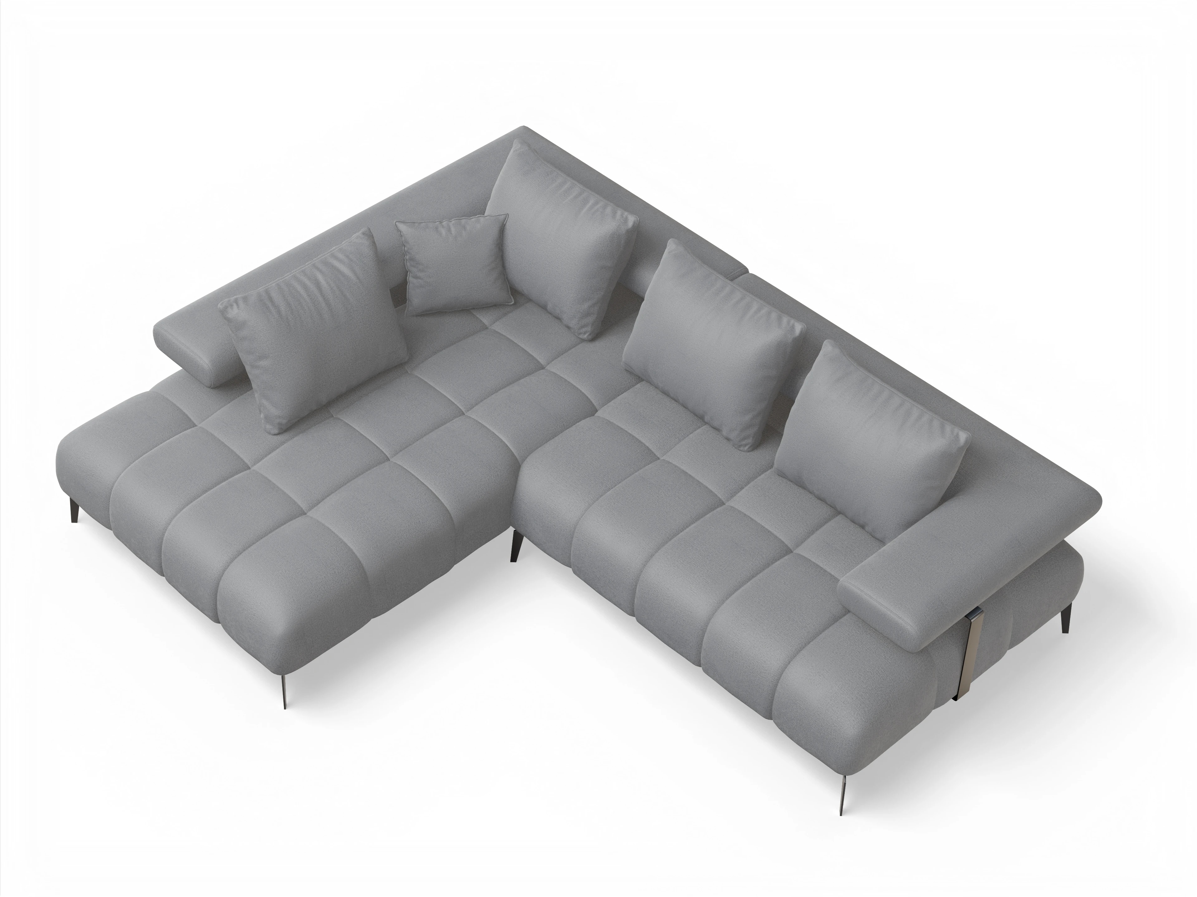 Ansicht des Produktes Madrid-O Ecksofa links Abschluss offen in Stoff Grau