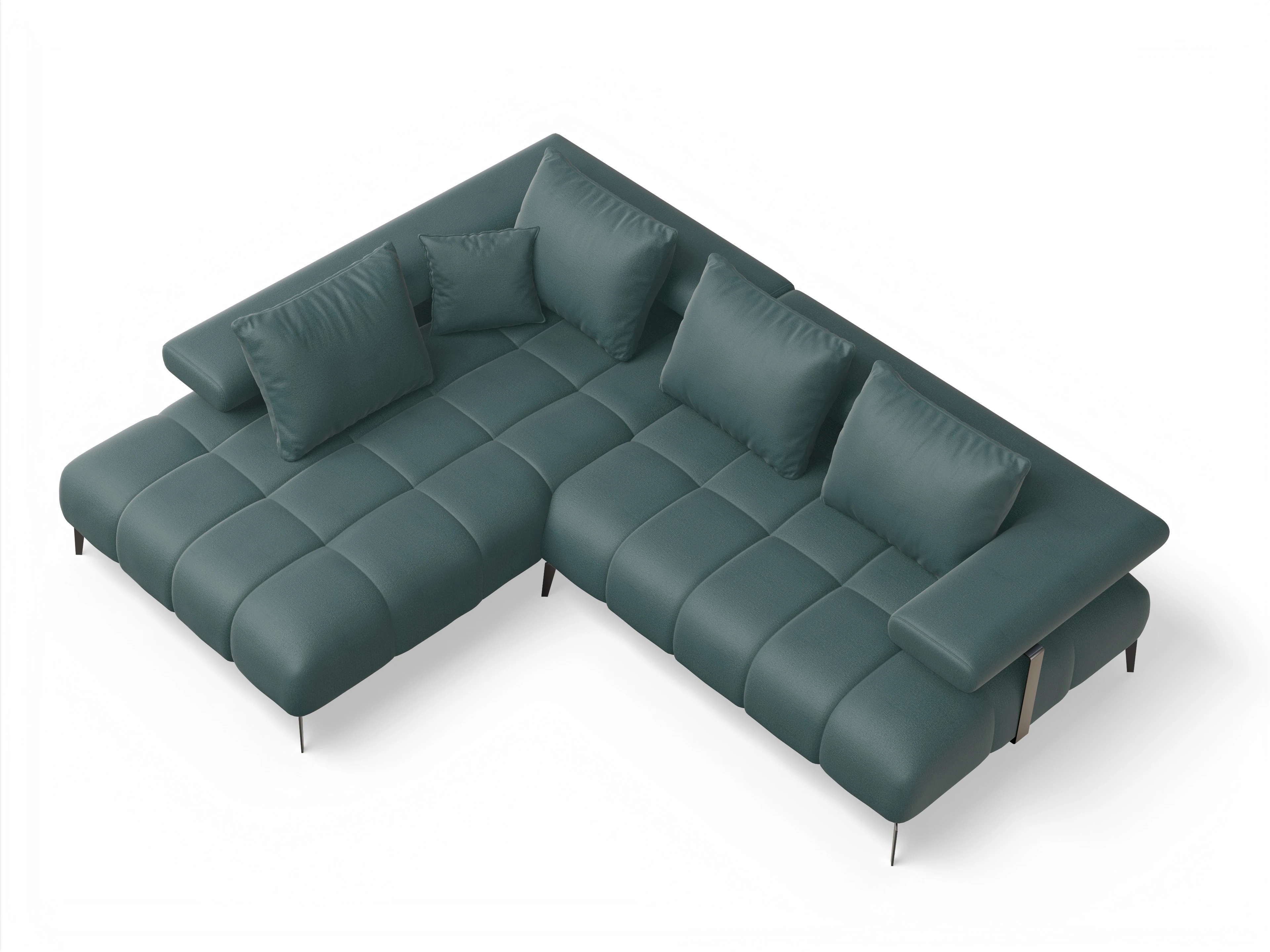 Ansicht des Produktes Madrid-O Ecksofa links Abschluss offen in Stoff Blau