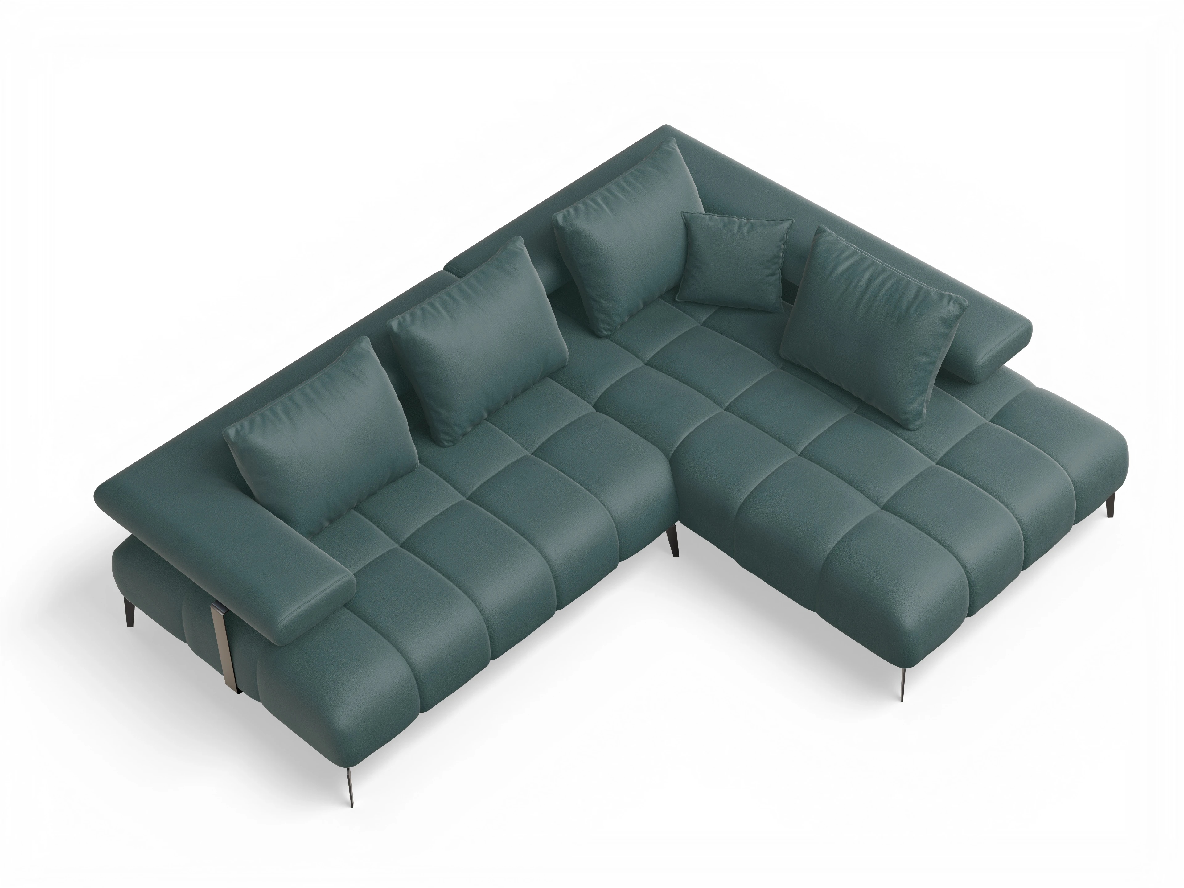 Ansicht des Produktes Madrid-O Ecksofa rechts Abschluss offen in Stoff Blau