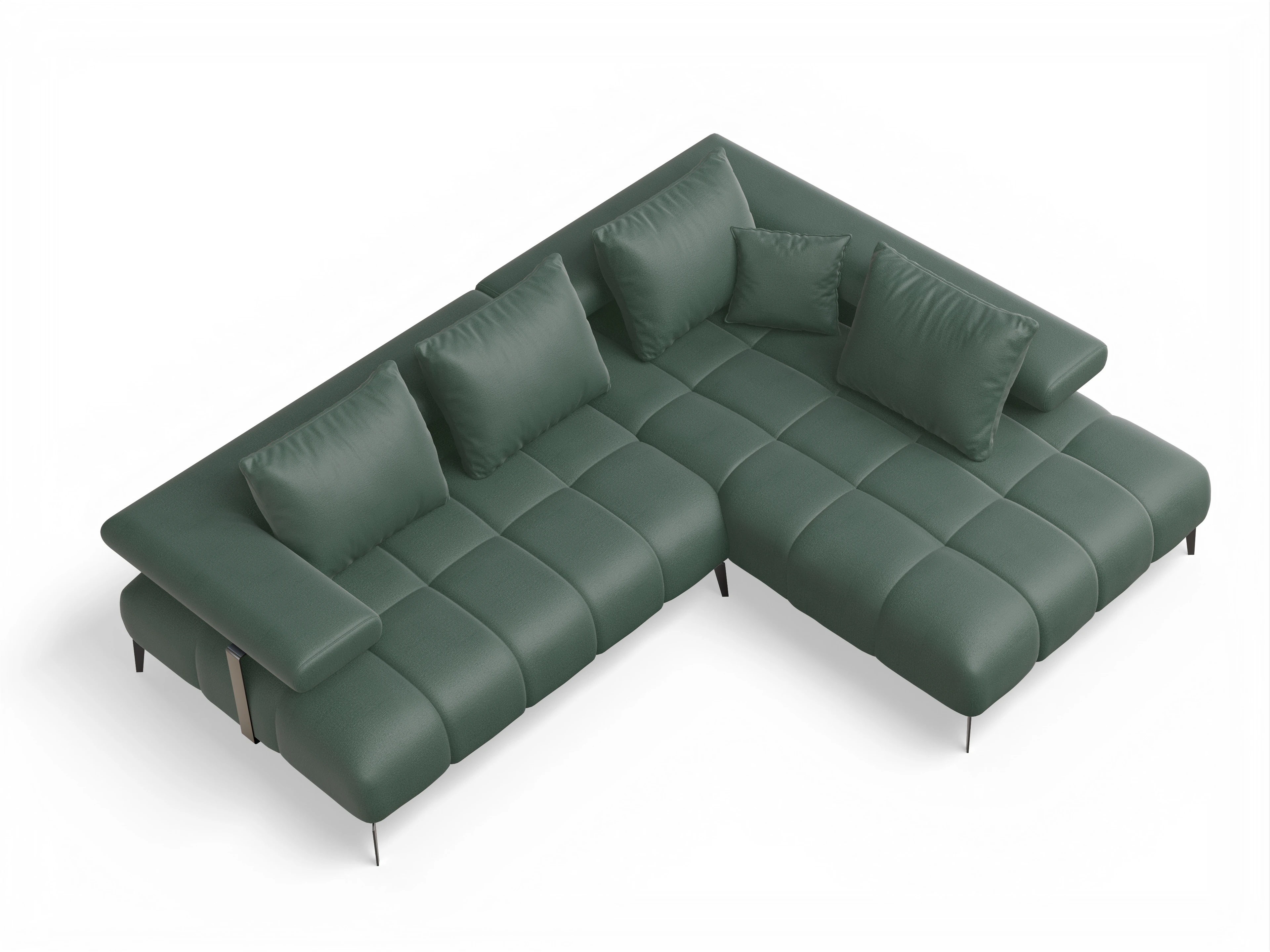 Ansicht des Produktes Madrid-O Ecksofa rechts Abschluss offen in Stoff Grün