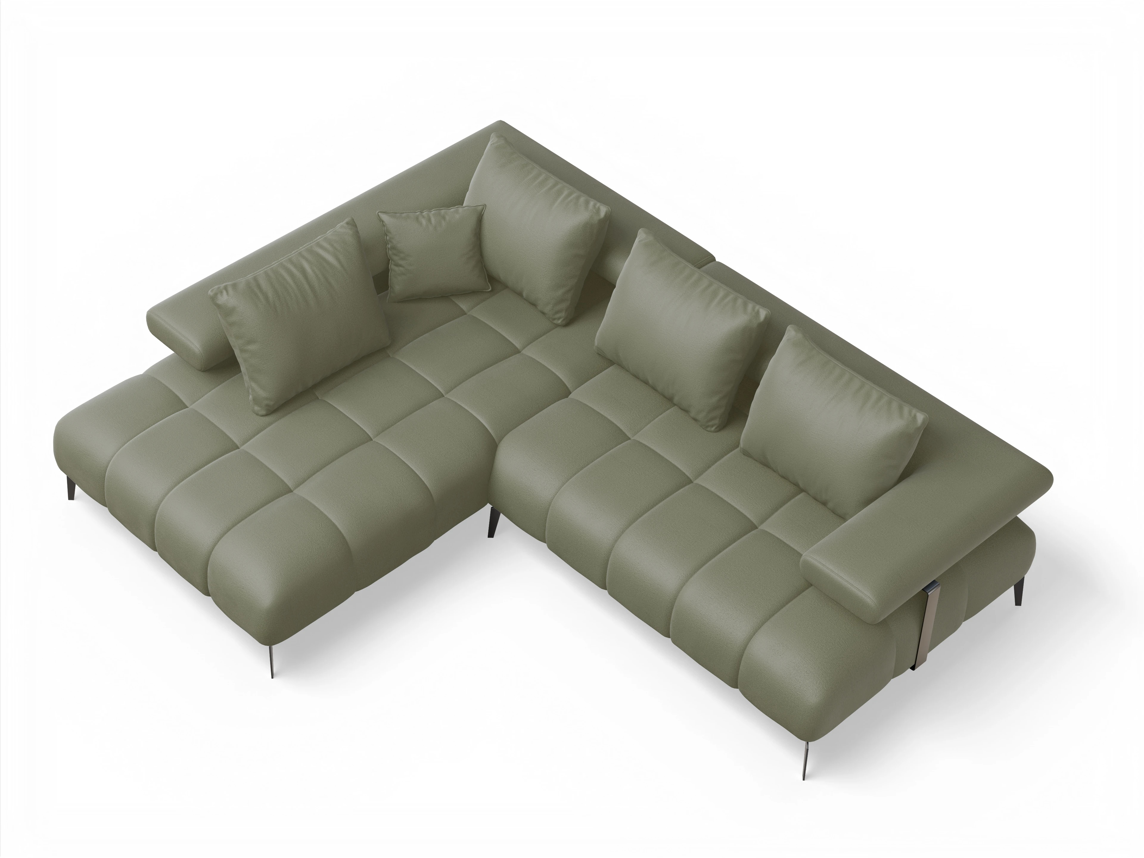 Ansicht des Produktes Madrid-O Ecksofa links Abschluss offen in Stoff Grün