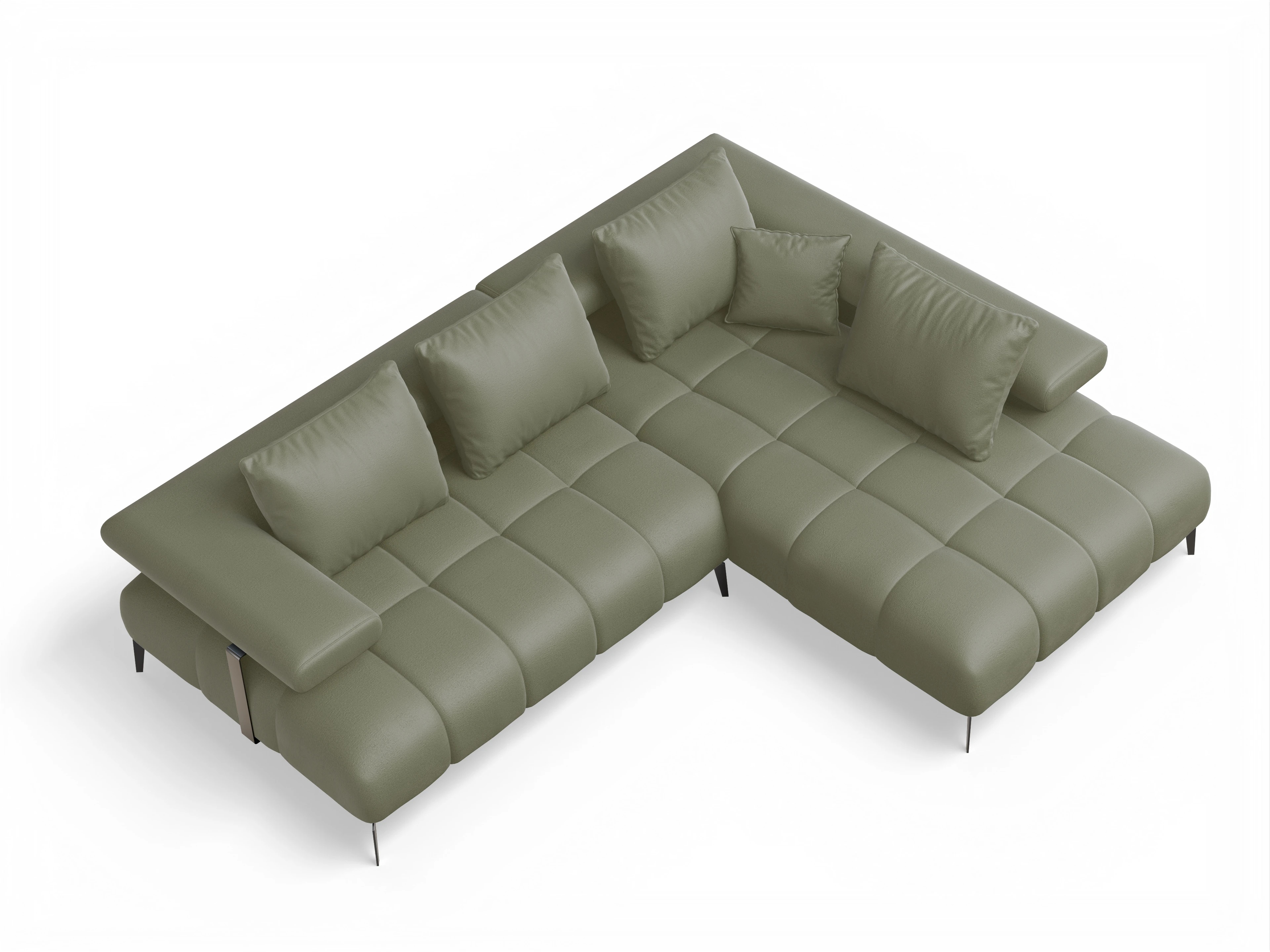 Ansicht des Produktes Madrid-O Ecksofa rechts Abschluss offen in Stoff Grün