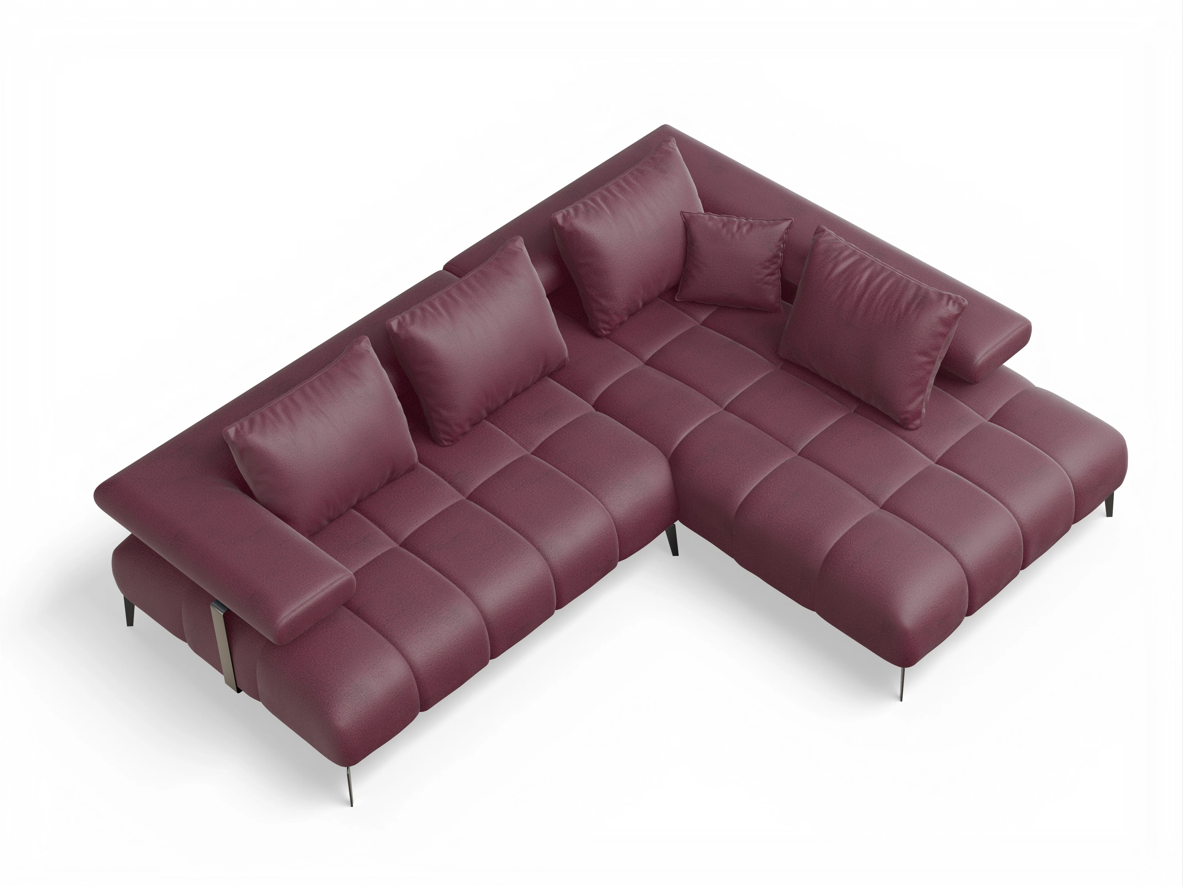 Ansicht des Produktes Madrid-O Ecksofa rechts Abschluss offen in Stoff Rot