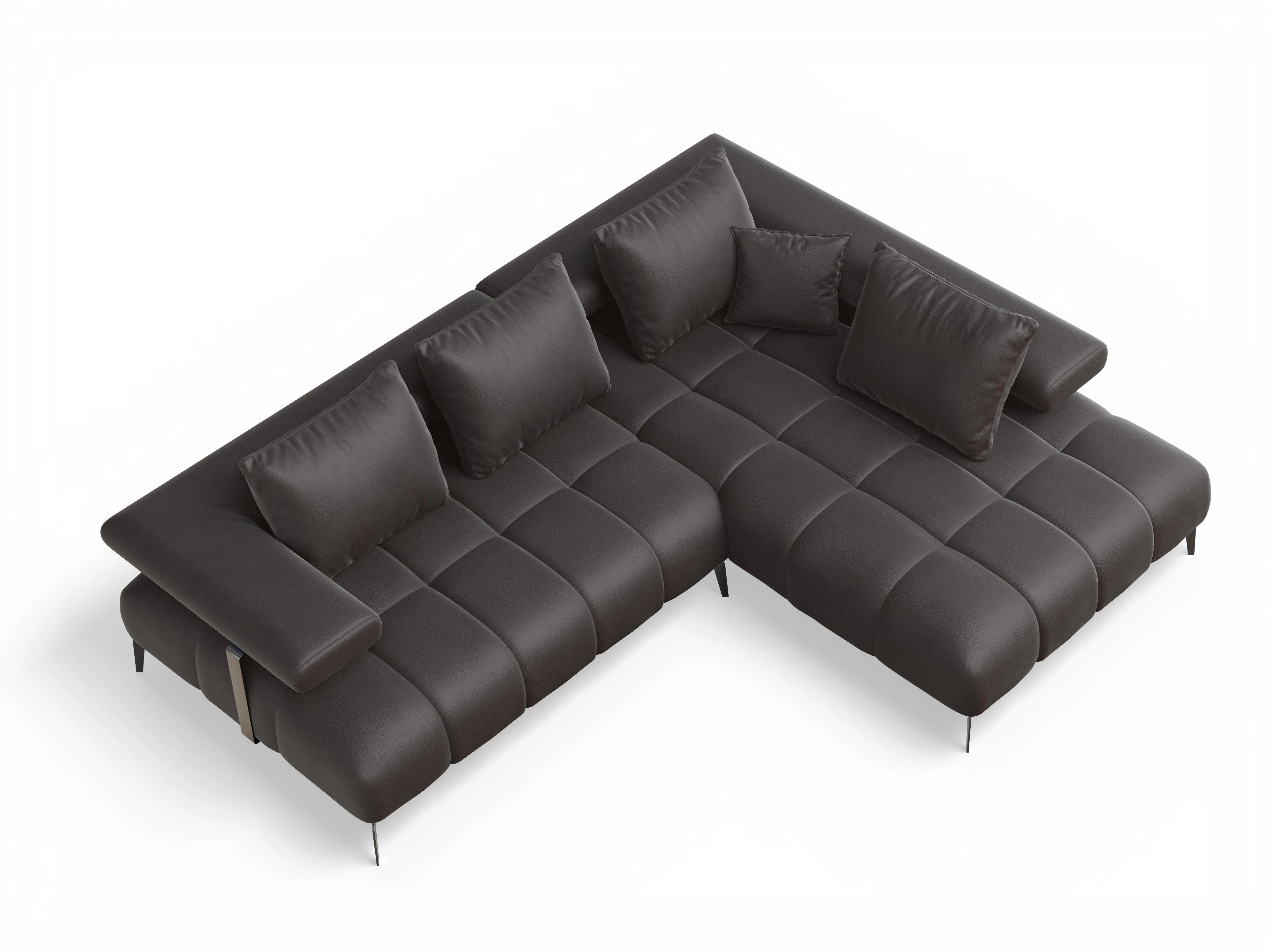 Ansicht des Produktes Madrid-O Ecksofa rechts Abschluss offen in Stoff Braun