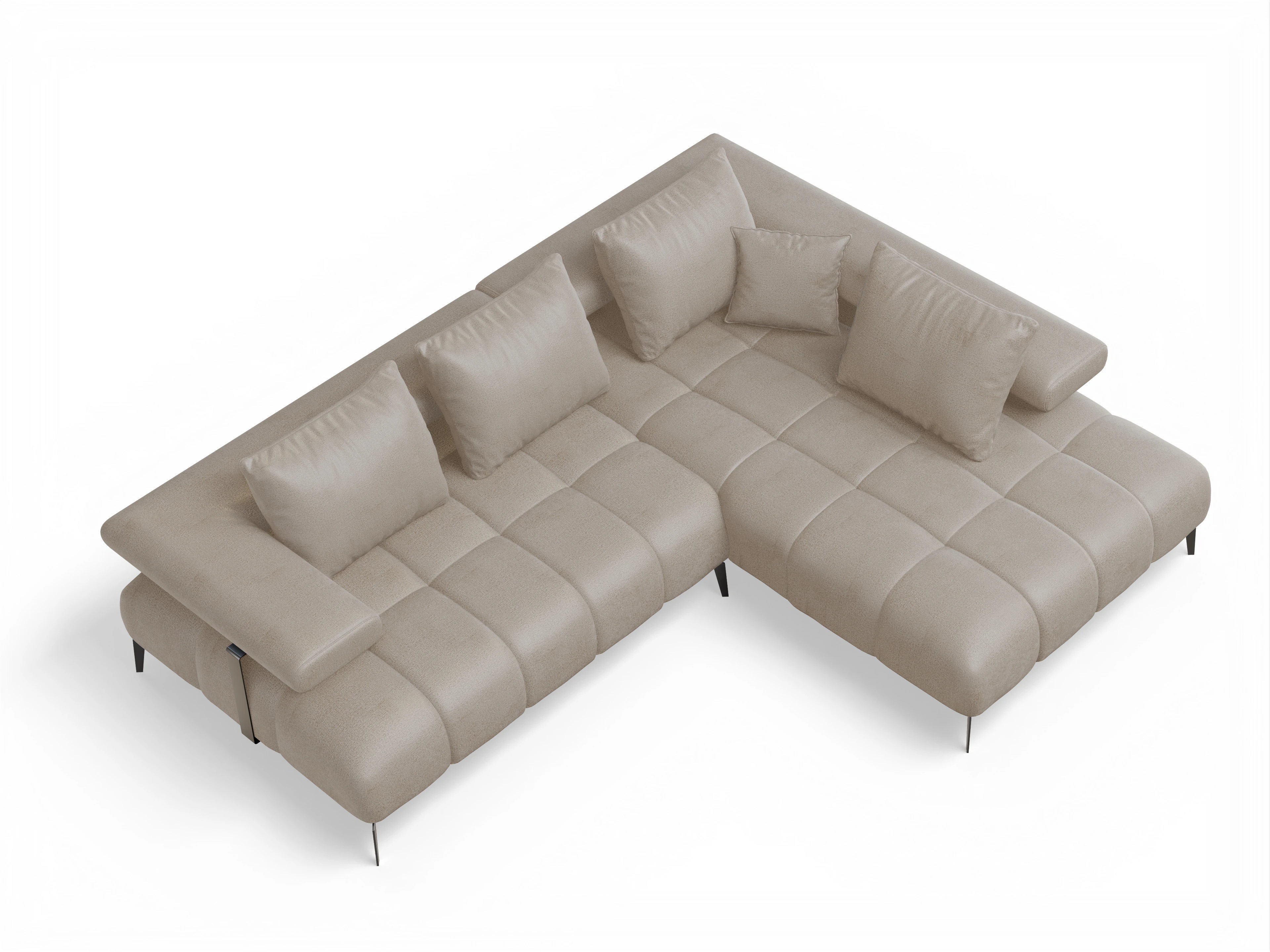 Ansicht des Produktes Madrid-O Ecksofa rechts Abschluss offen in Stoff Beige