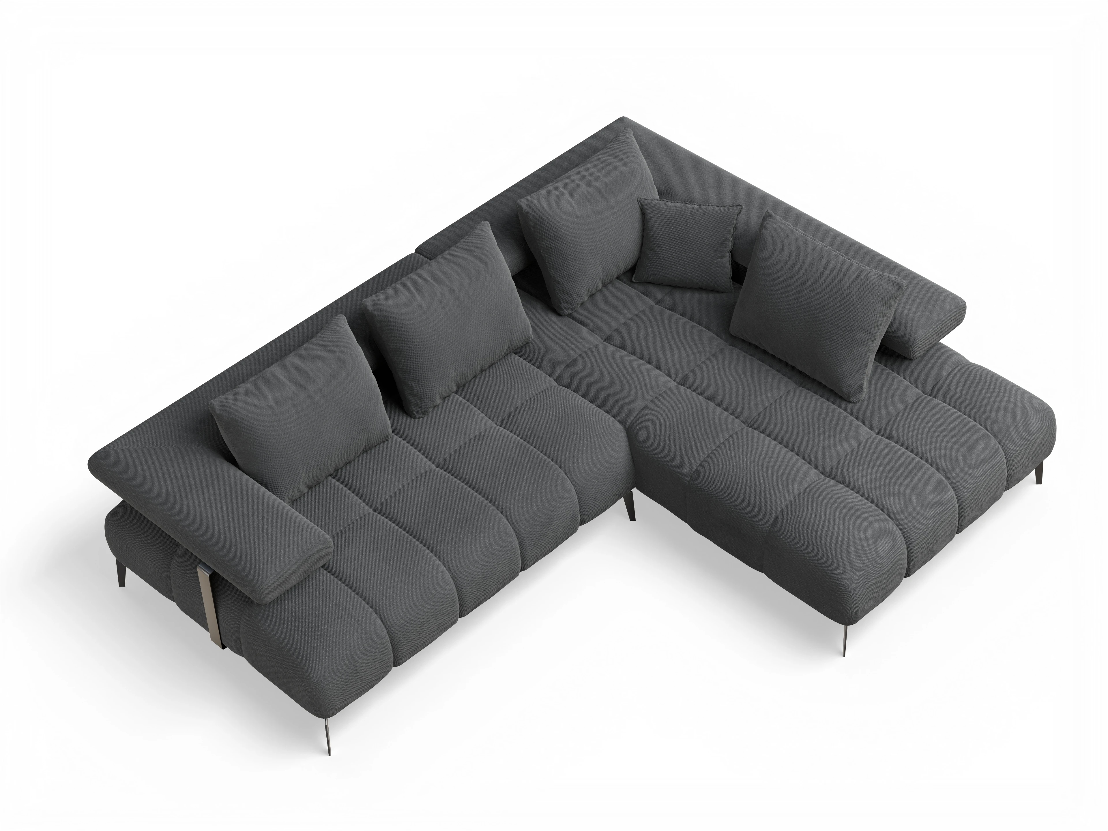 Ansicht des Produktes Madrid-O Ecksofa rechts Abschluss offen in Stoff Grau