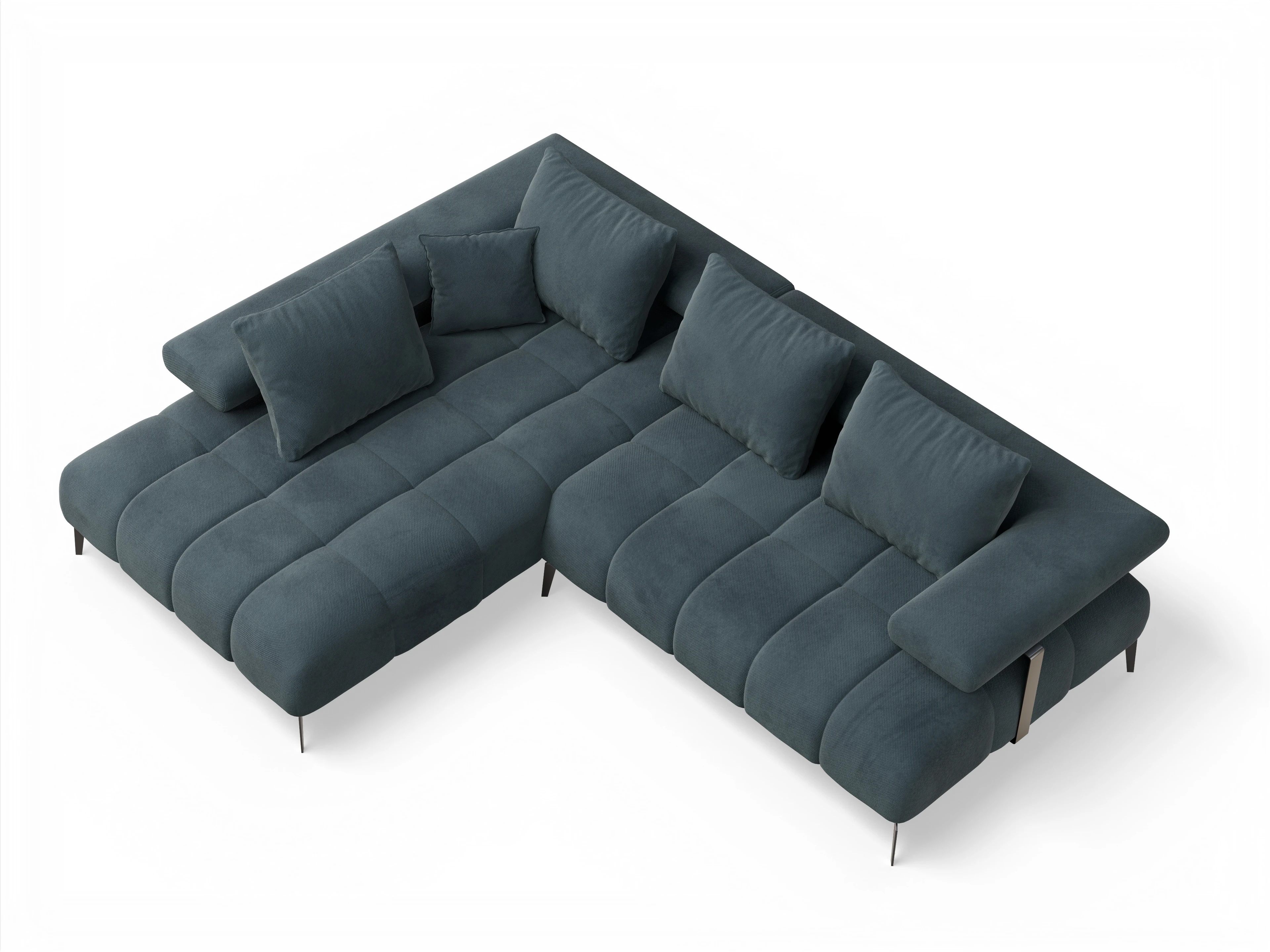 Ansicht des Produktes Madrid-O Ecksofa links Abschluss offen in Stoff Blau