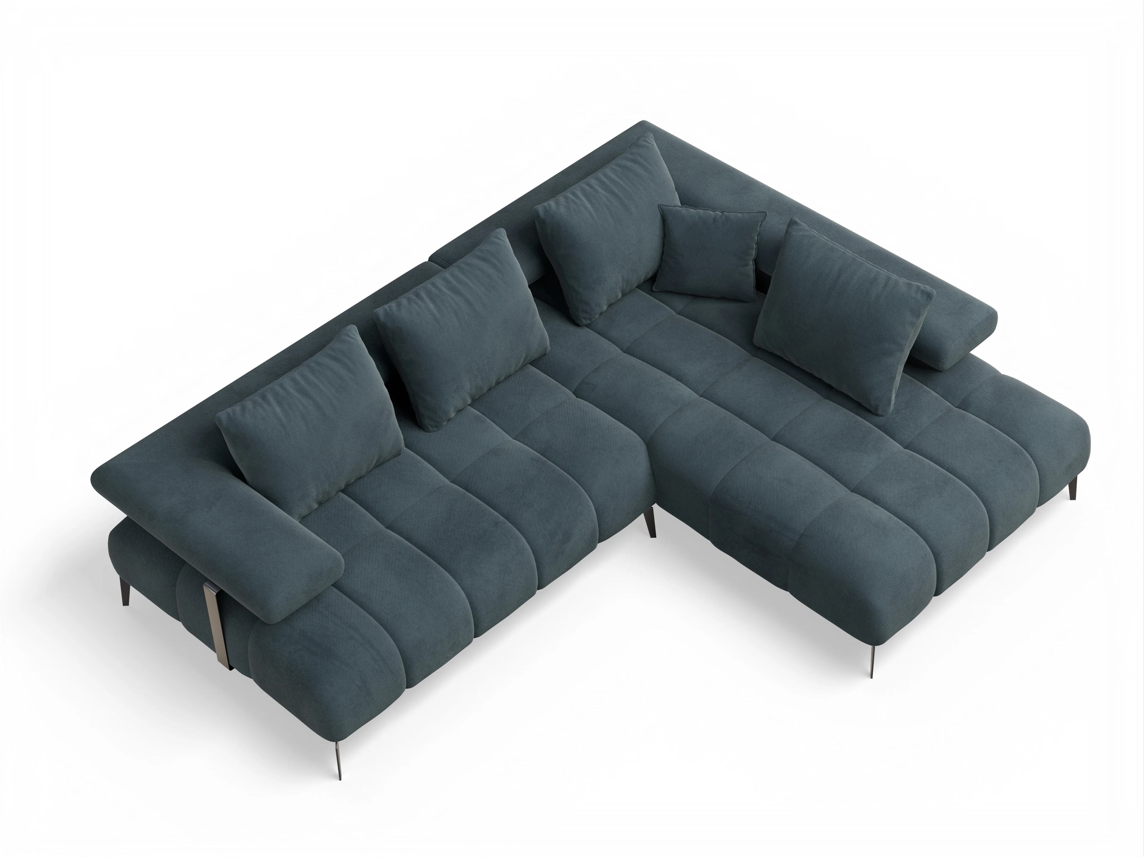 Ansicht des Produktes Madrid-O Ecksofa rechts Abschluss offen in Stoff Blau