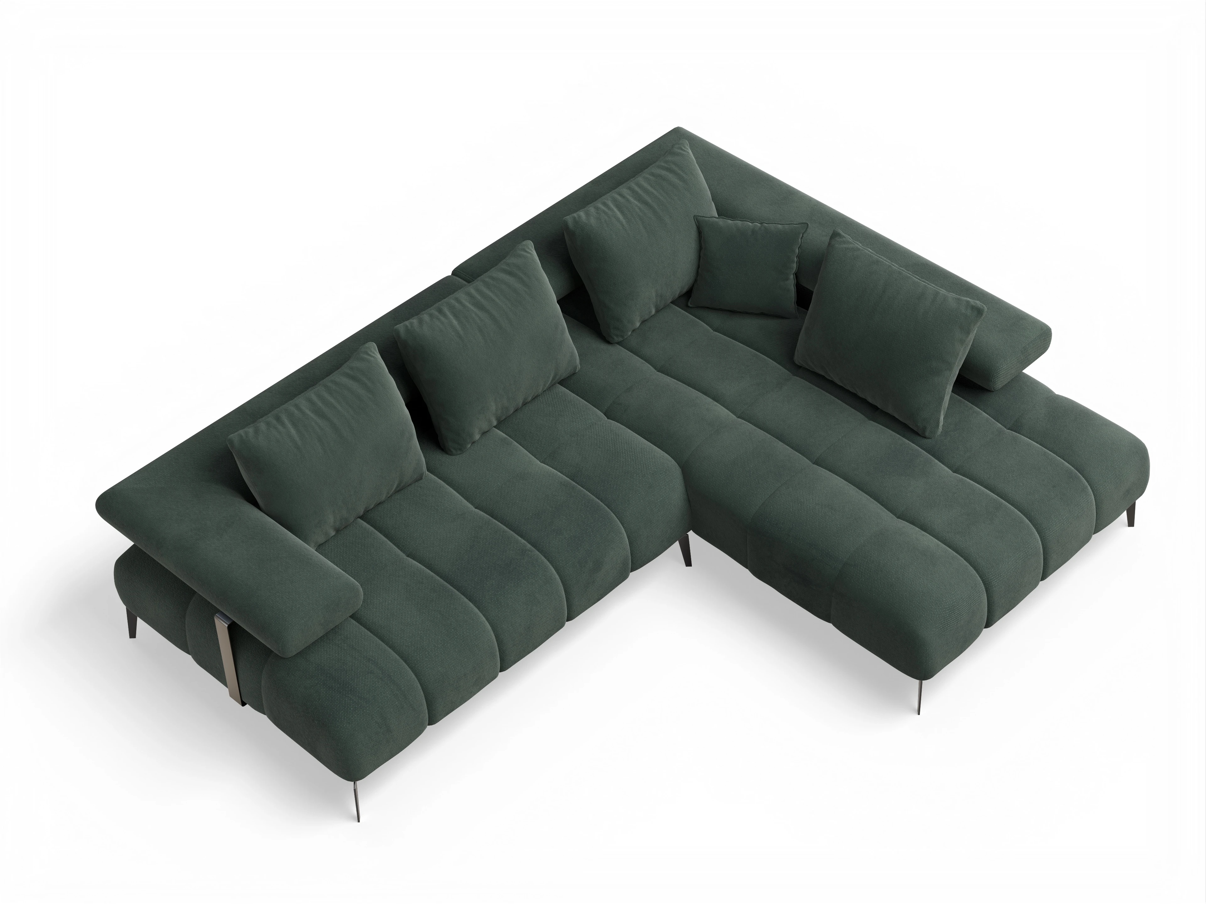 Ansicht des Produktes Madrid-O Ecksofa rechts Abschluss offen in Stoff Grün