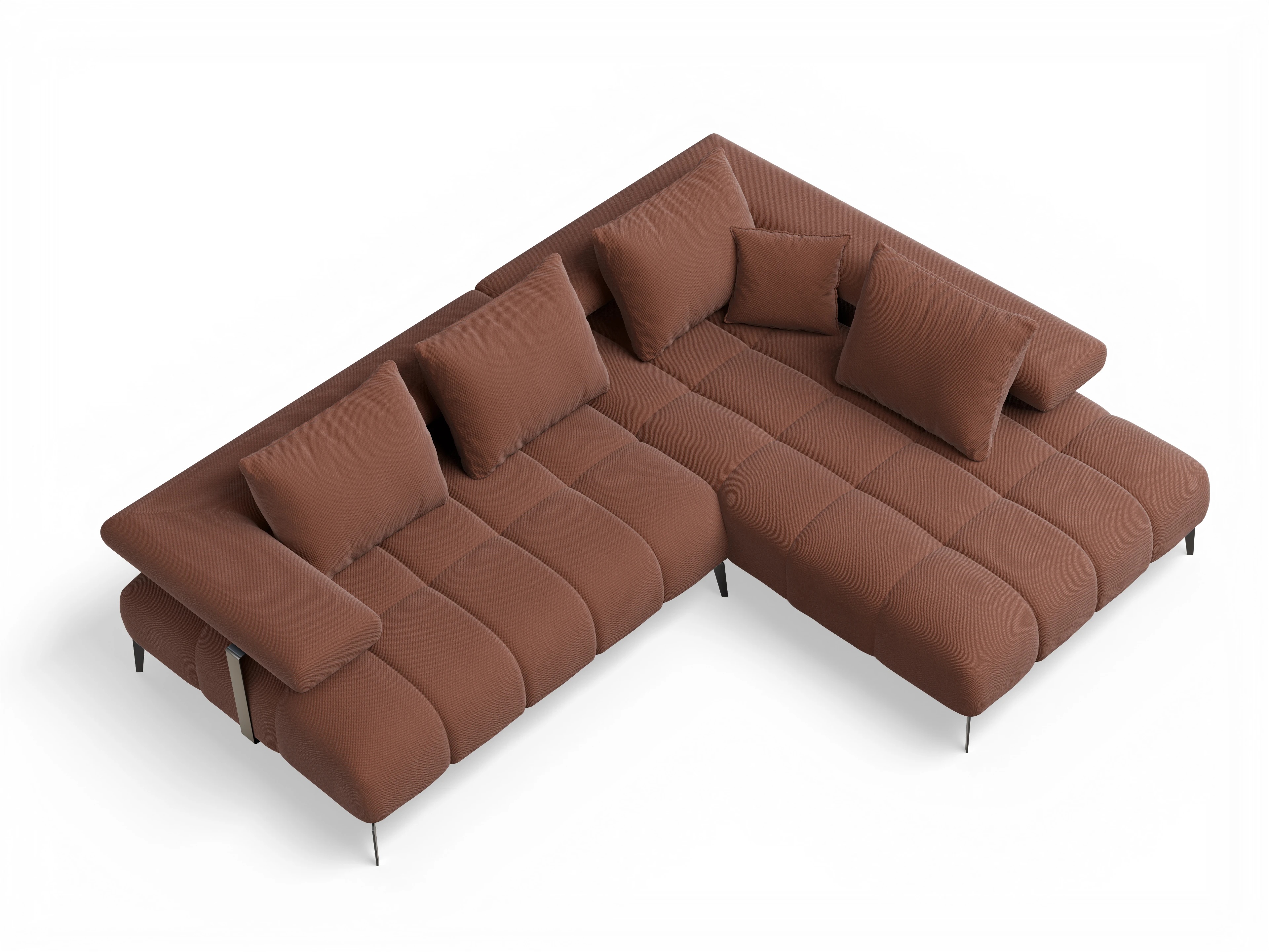 Ansicht des Produktes Madrid-O Ecksofa rechts Abschluss offen in Stoff Rot