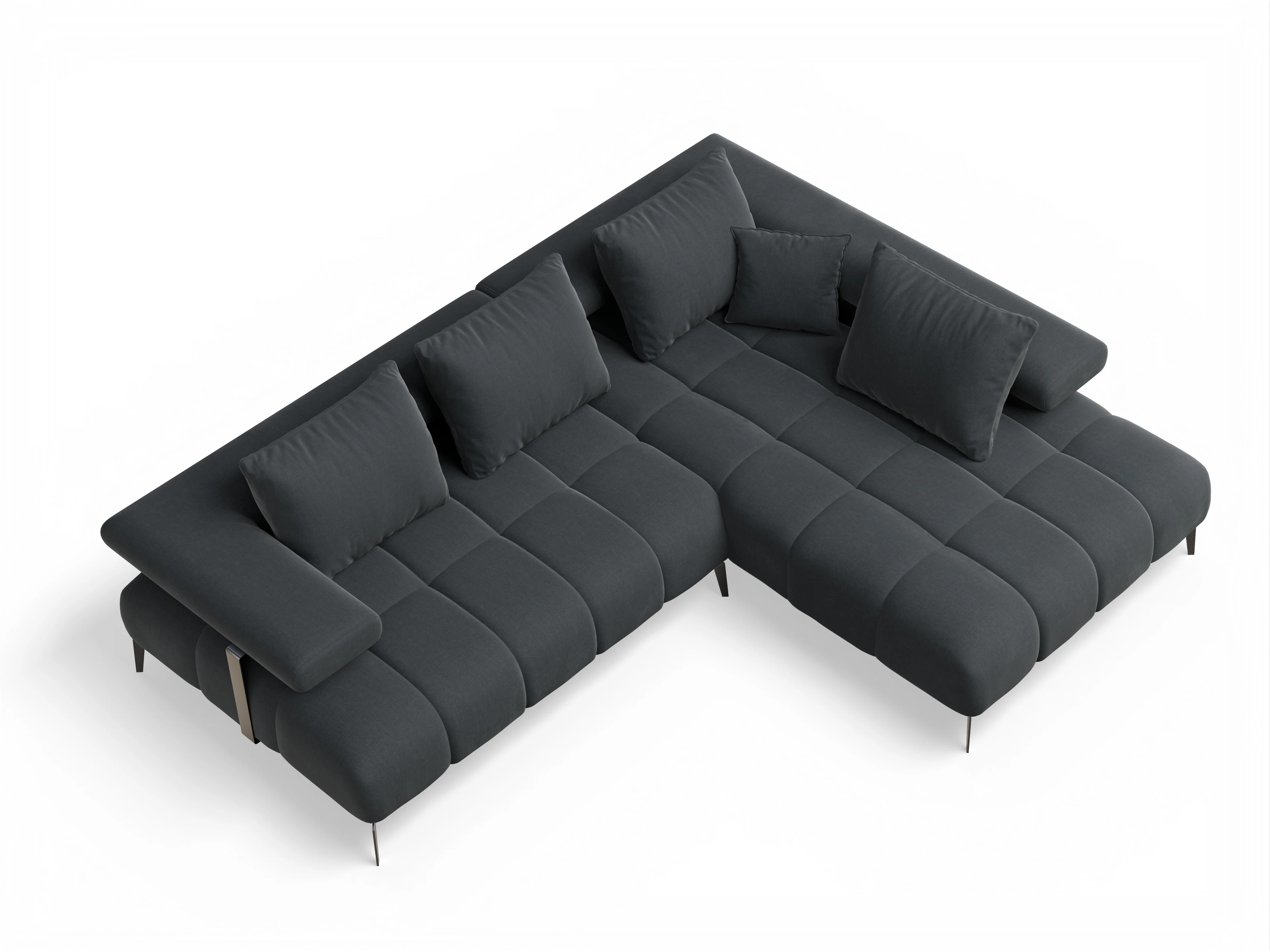 Ansicht des Produktes Madrid-O Ecksofa rechts Abschluss offen in Stoff Grau