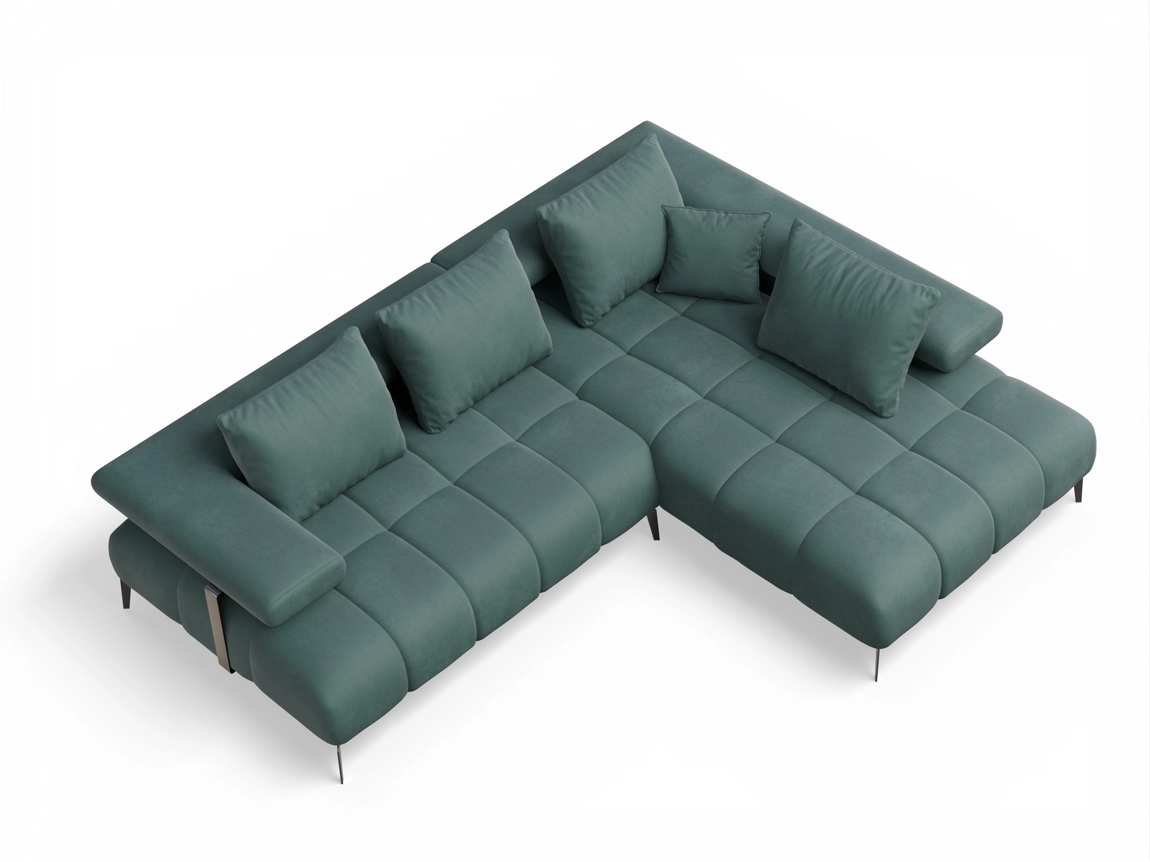 Ansicht des Produktes Madrid-O Ecksofa rechts Abschluss offen in Stoff Blau