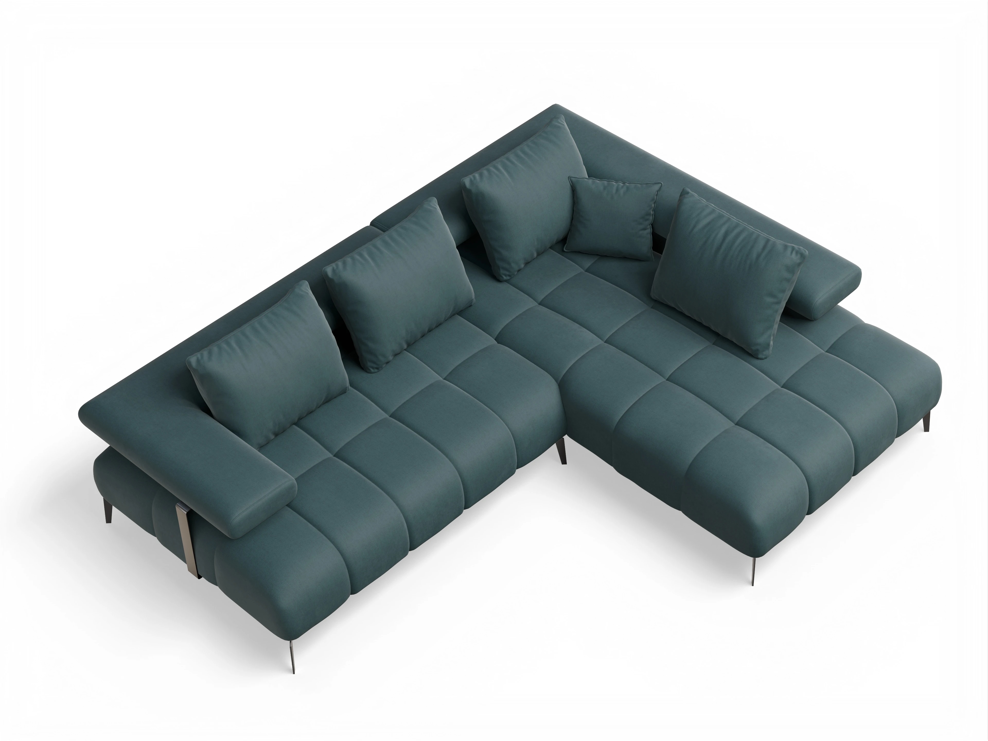 Ansicht des Produktes Madrid-O Ecksofa rechts Abschluss offen in Stoff Blau