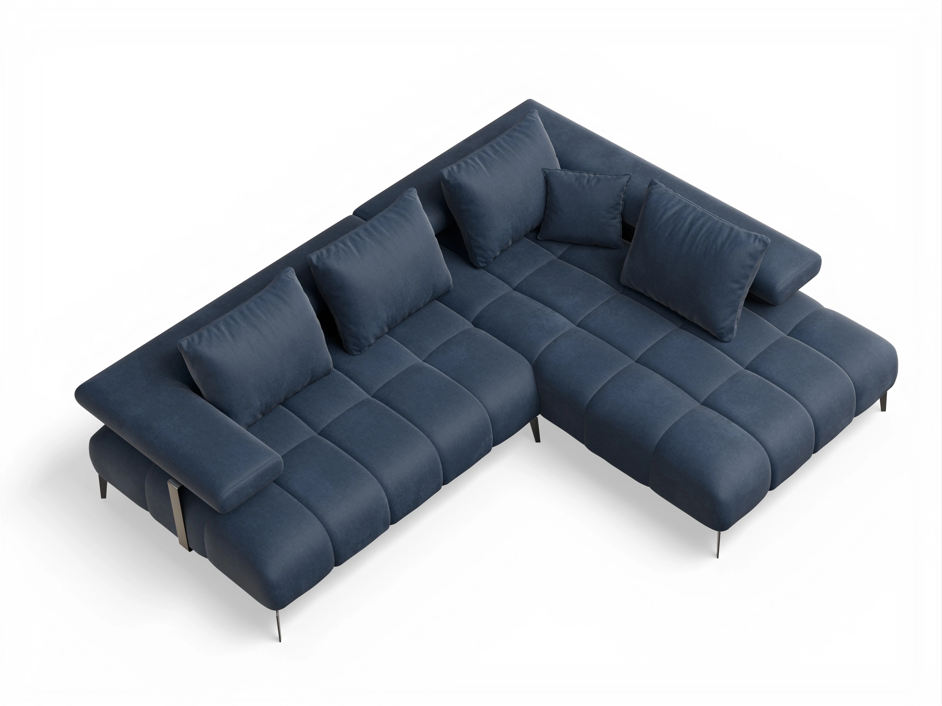 Ansicht des Produktes Madrid-O Ecksofa rechts Abschluss offen in Stoff Blau