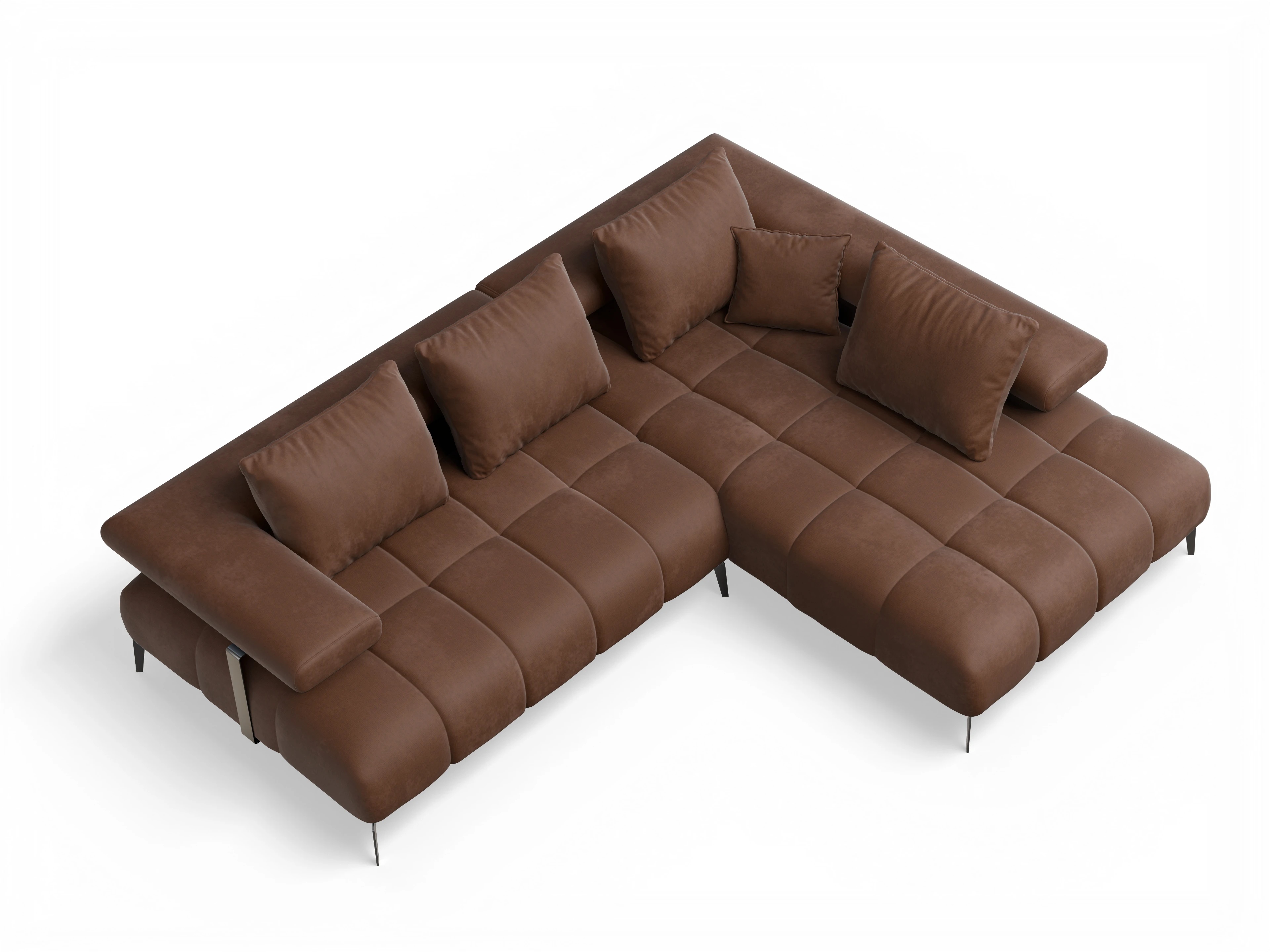 Ansicht des Produktes Madrid-O Ecksofa rechts Abschluss offen in Stoff Braun