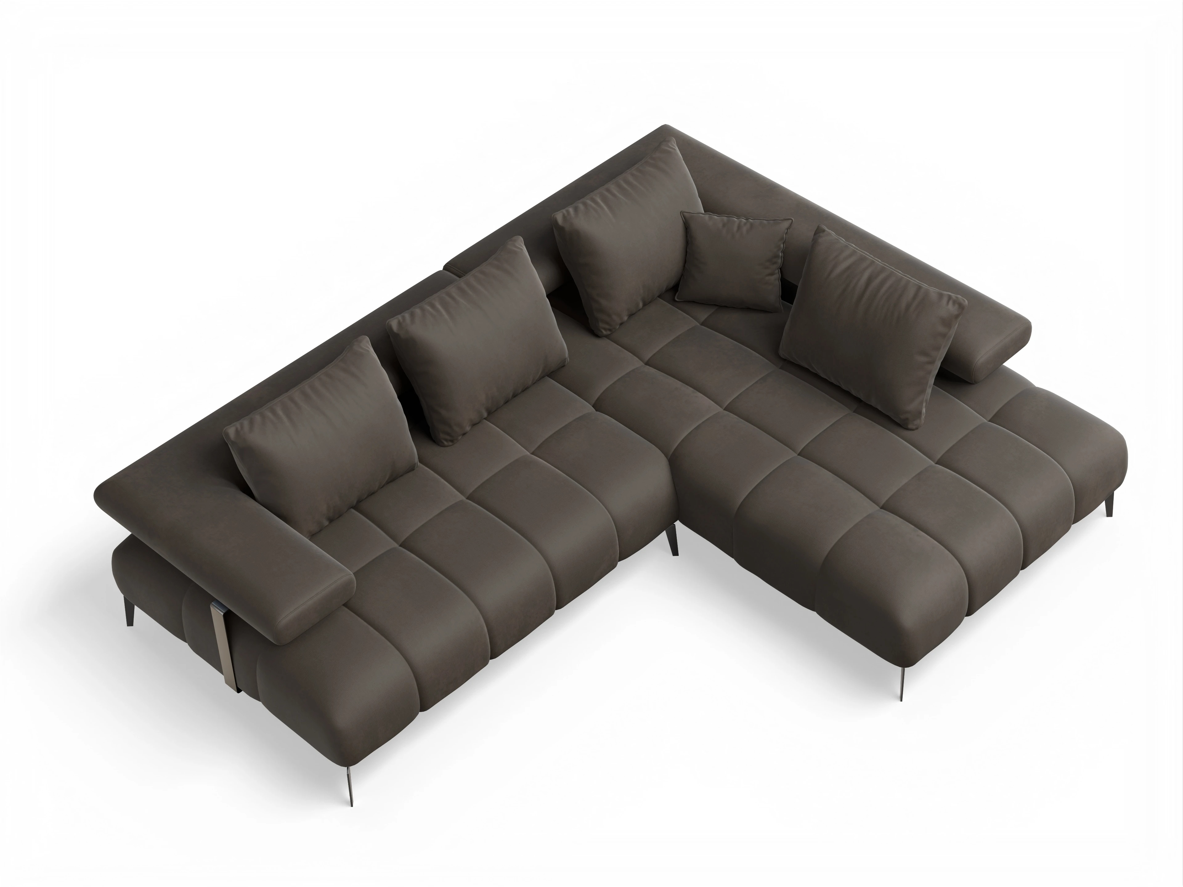 Ansicht des Produktes Madrid-O Ecksofa rechts Abschluss offen in Stoff Braun