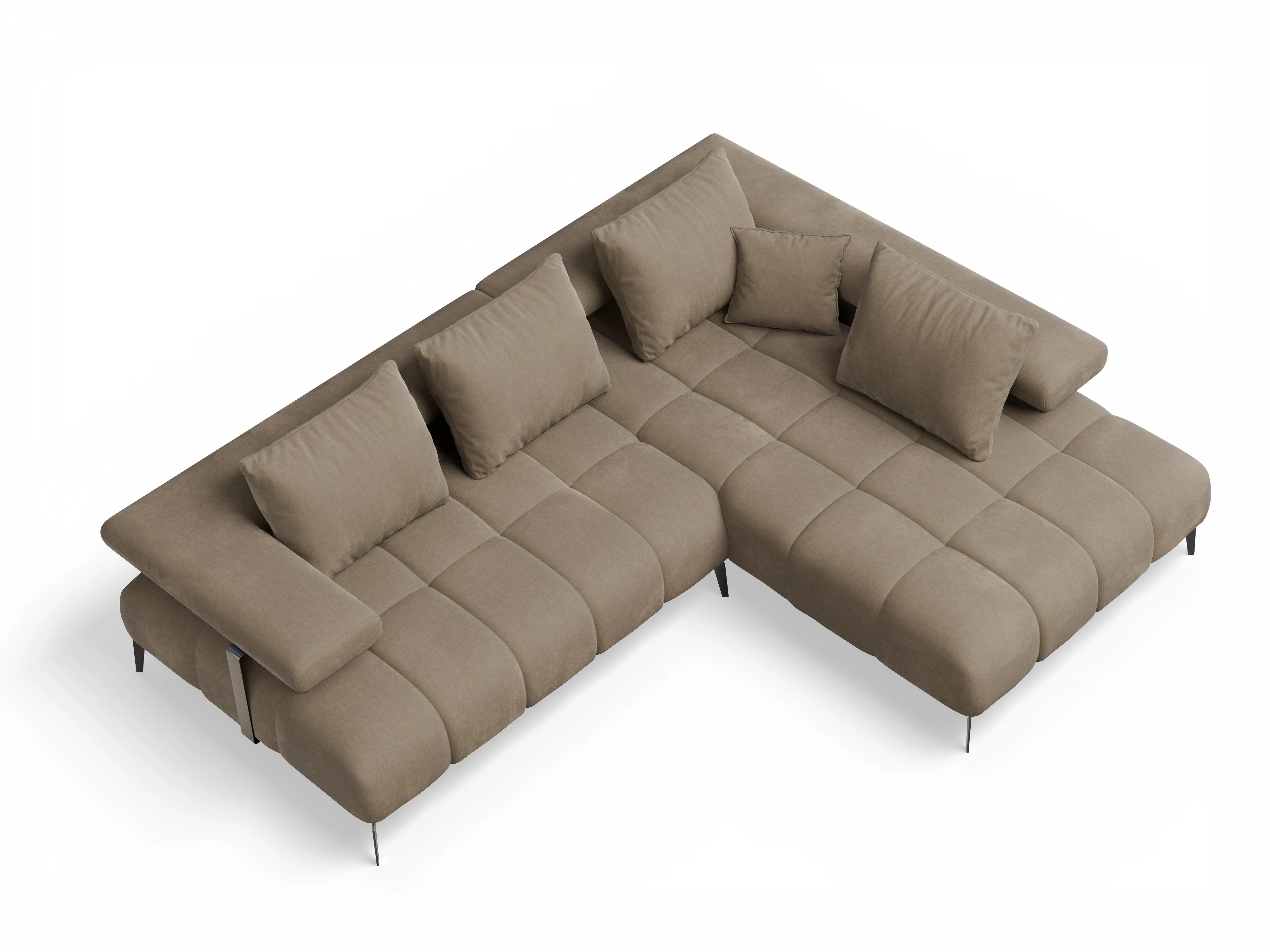 Ansicht des Produktes Madrid-O Ecksofa rechts Abschluss offen in Stoff Beige