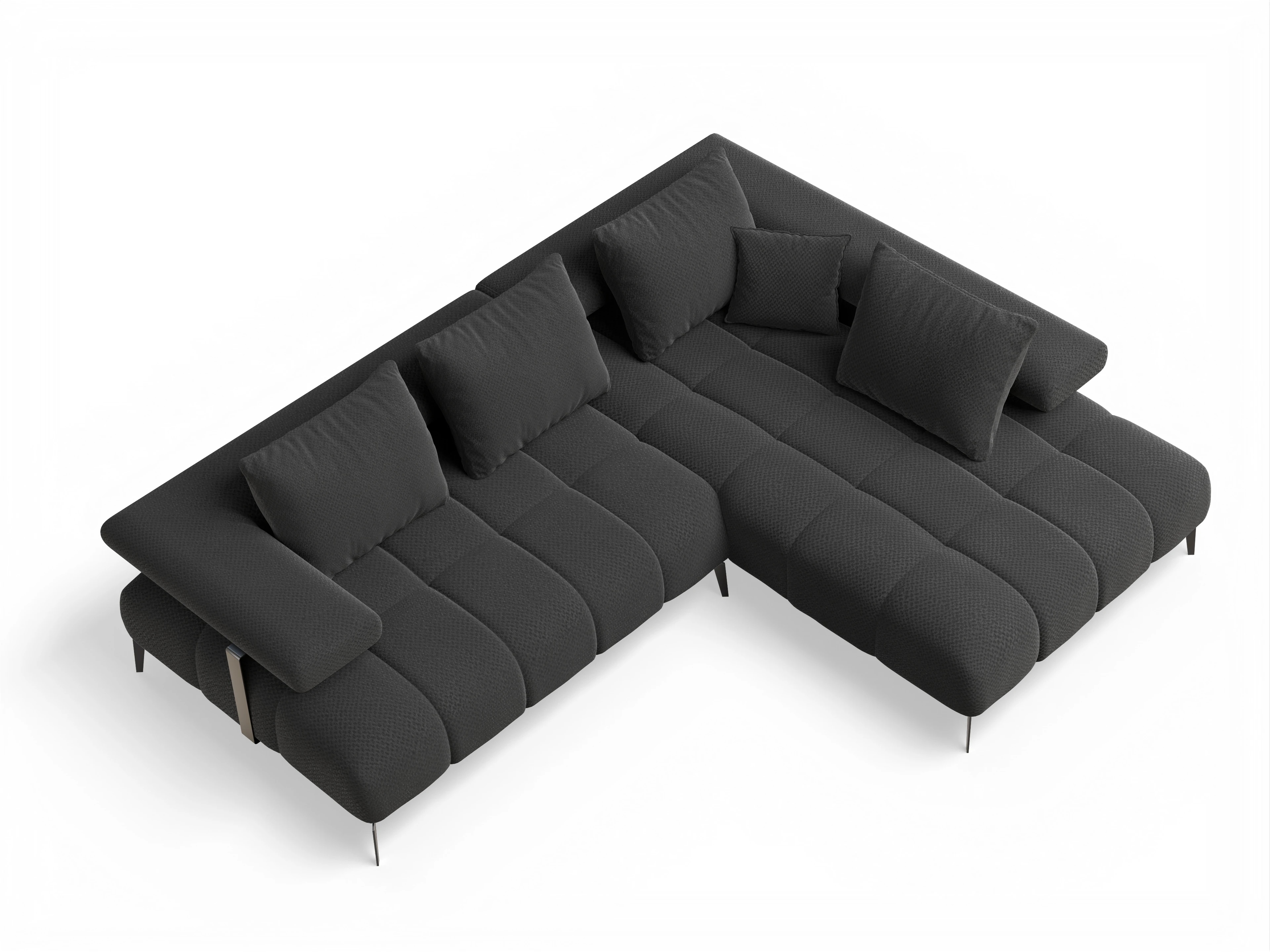 Ansicht des Produktes Madrid-O Ecksofa rechts Abschluss offen in Stoff Schwarz