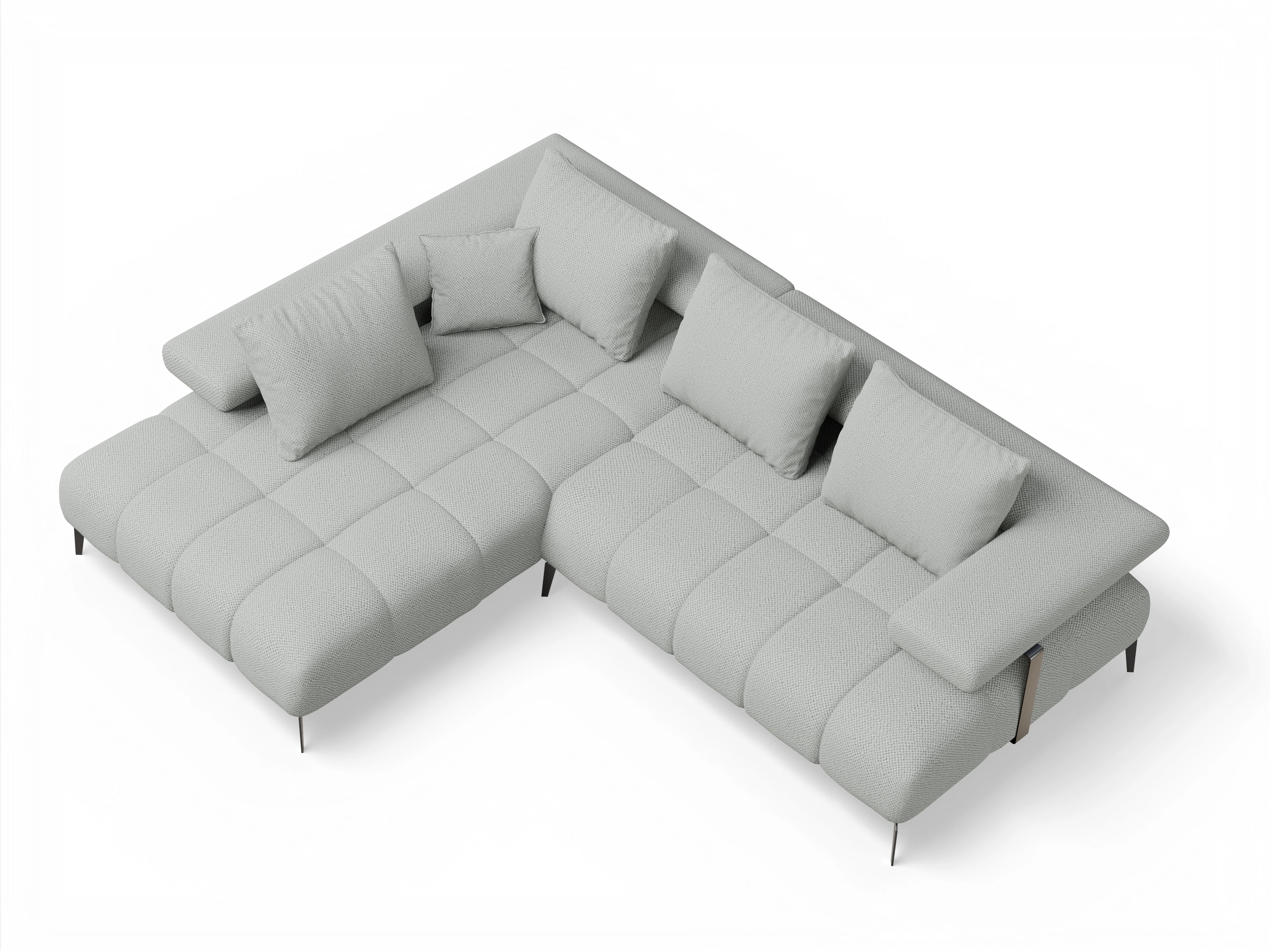 Ansicht des Produktes Madrid-O Ecksofa links Abschluss offen in Stoff Grau