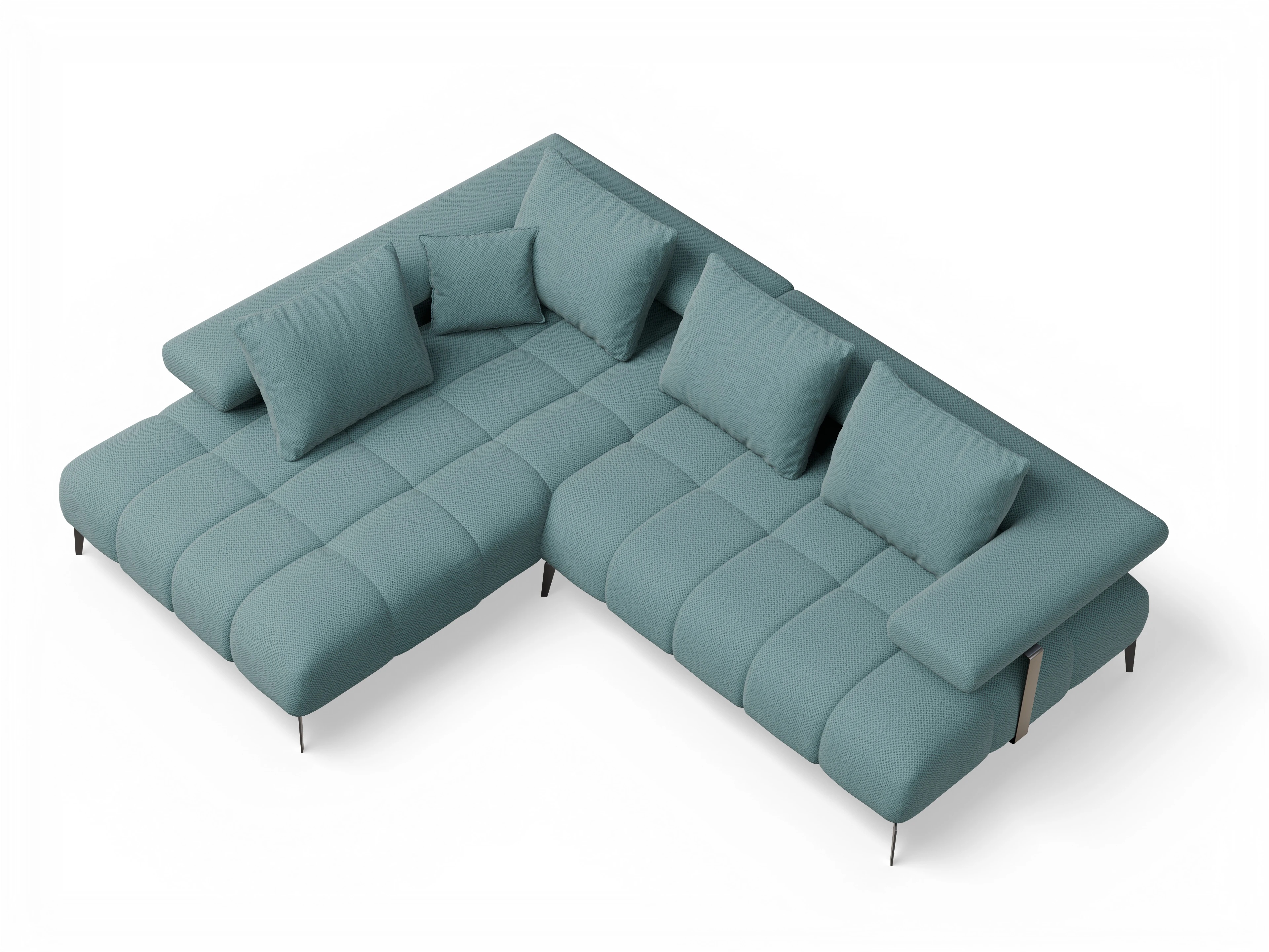 Ansicht des Produktes Madrid-O Ecksofa links Abschluss offen in Stoff Blau
