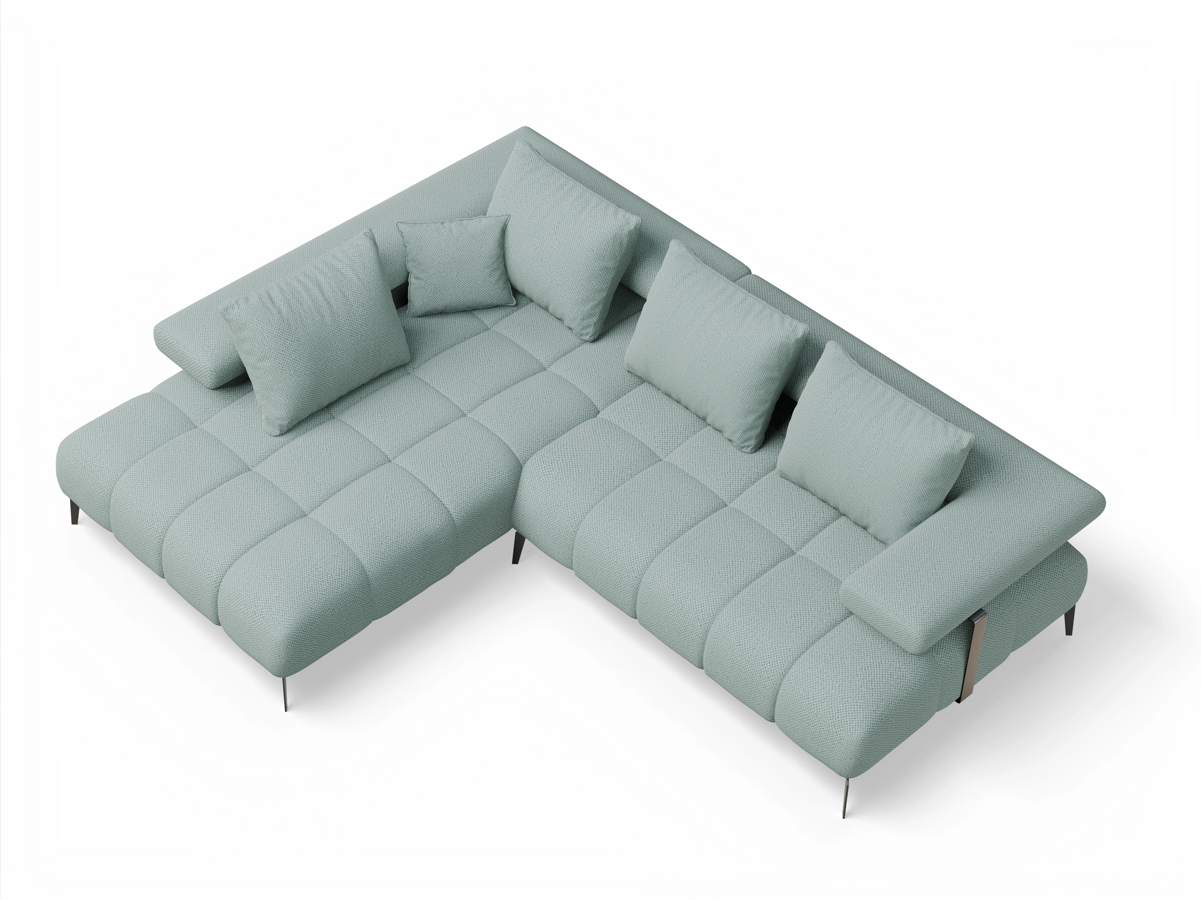 Ansicht des Produktes Madrid-O Ecksofa links Abschluss offen in Stoff Blau