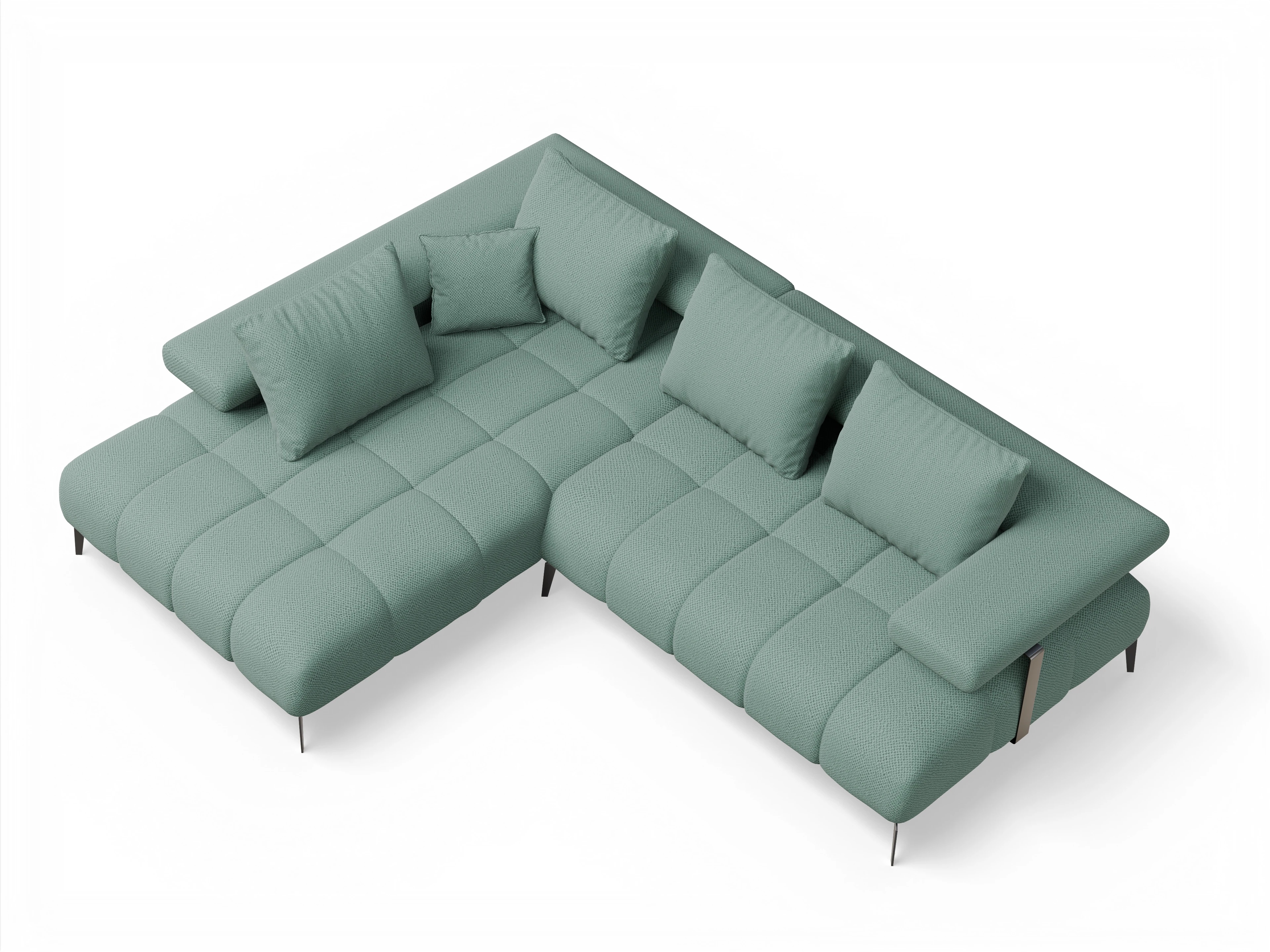 Ansicht des Produktes Madrid-O Ecksofa links Abschluss offen in Stoff Blau