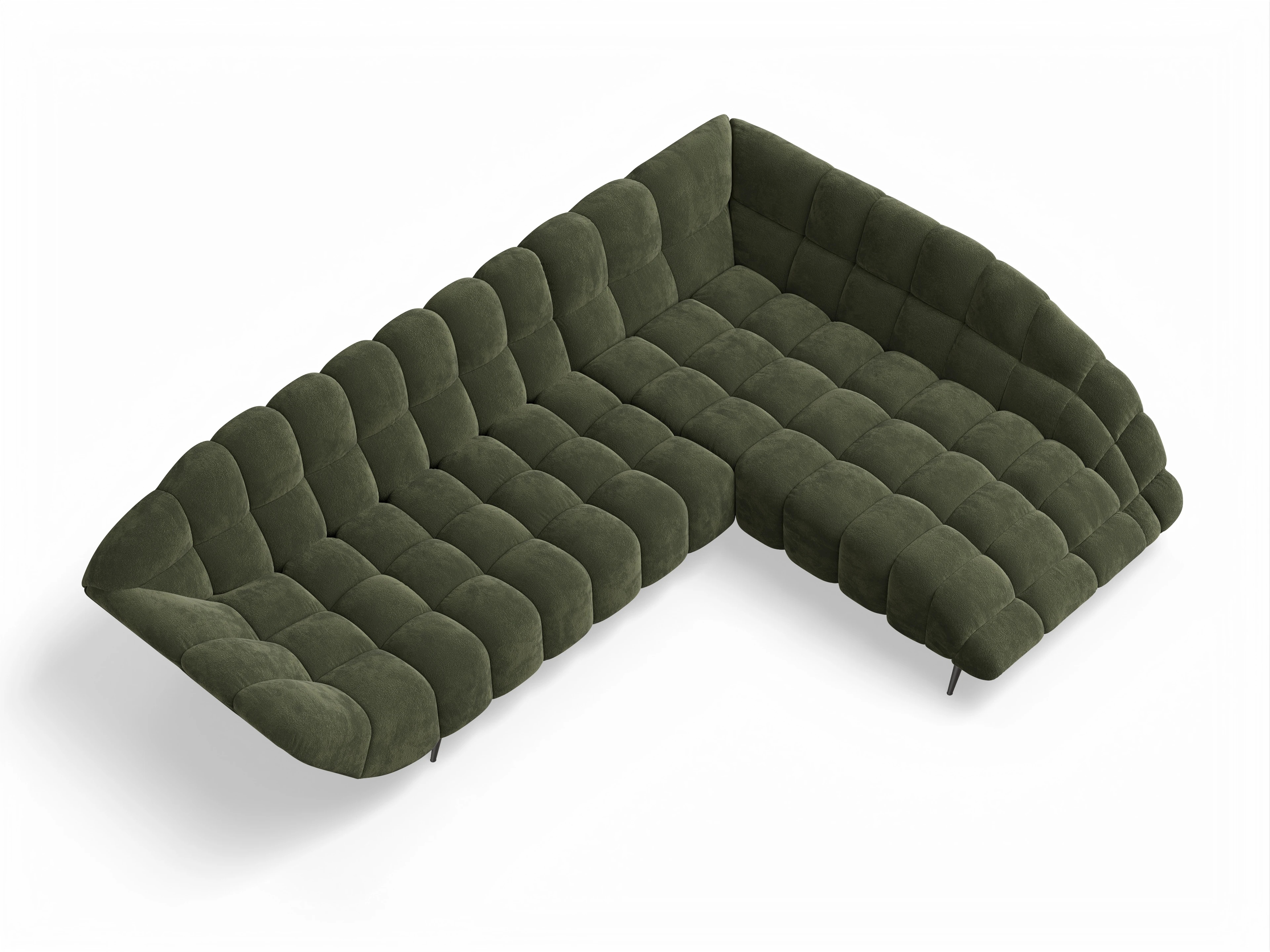Girona OT Small R mit Sitzvorzug Ansicht des Produktes Girona-O Ecksofa rechts Abschluss offen in Stoff Grün