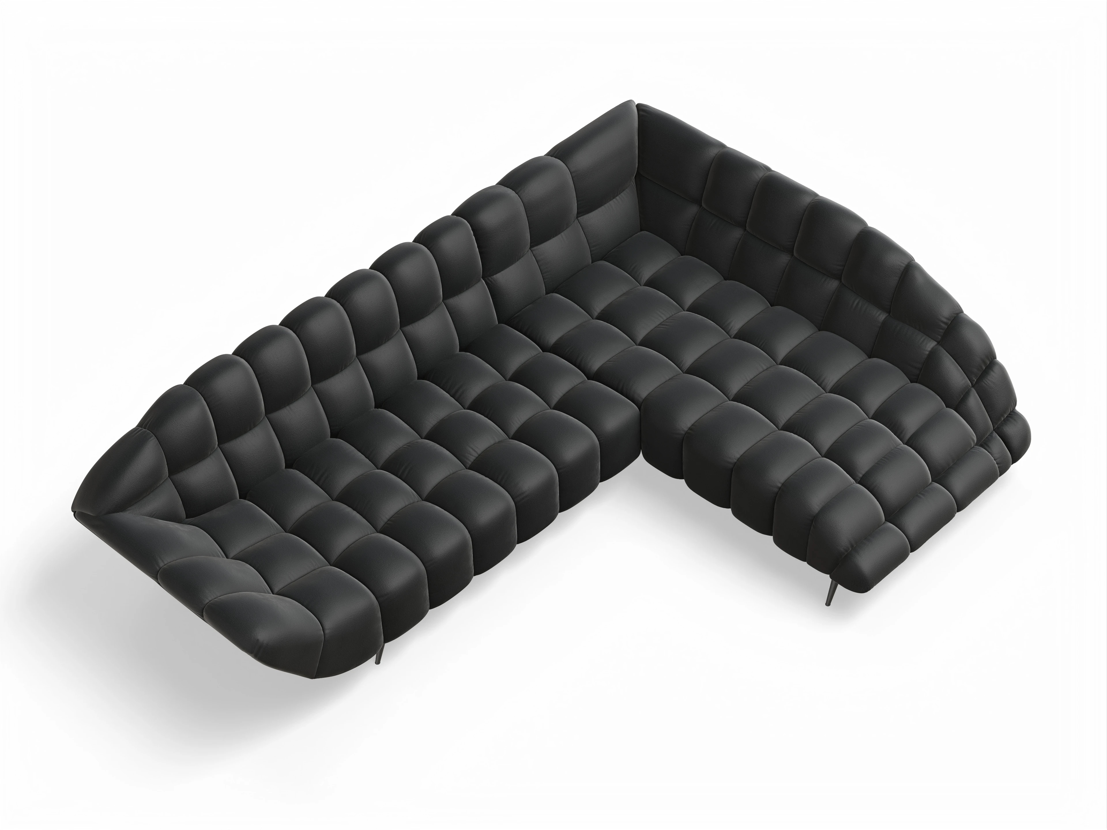 Ansicht des Produktes Girona-O Ecksofa rechts Abschluss offen in Stoff Schwarz