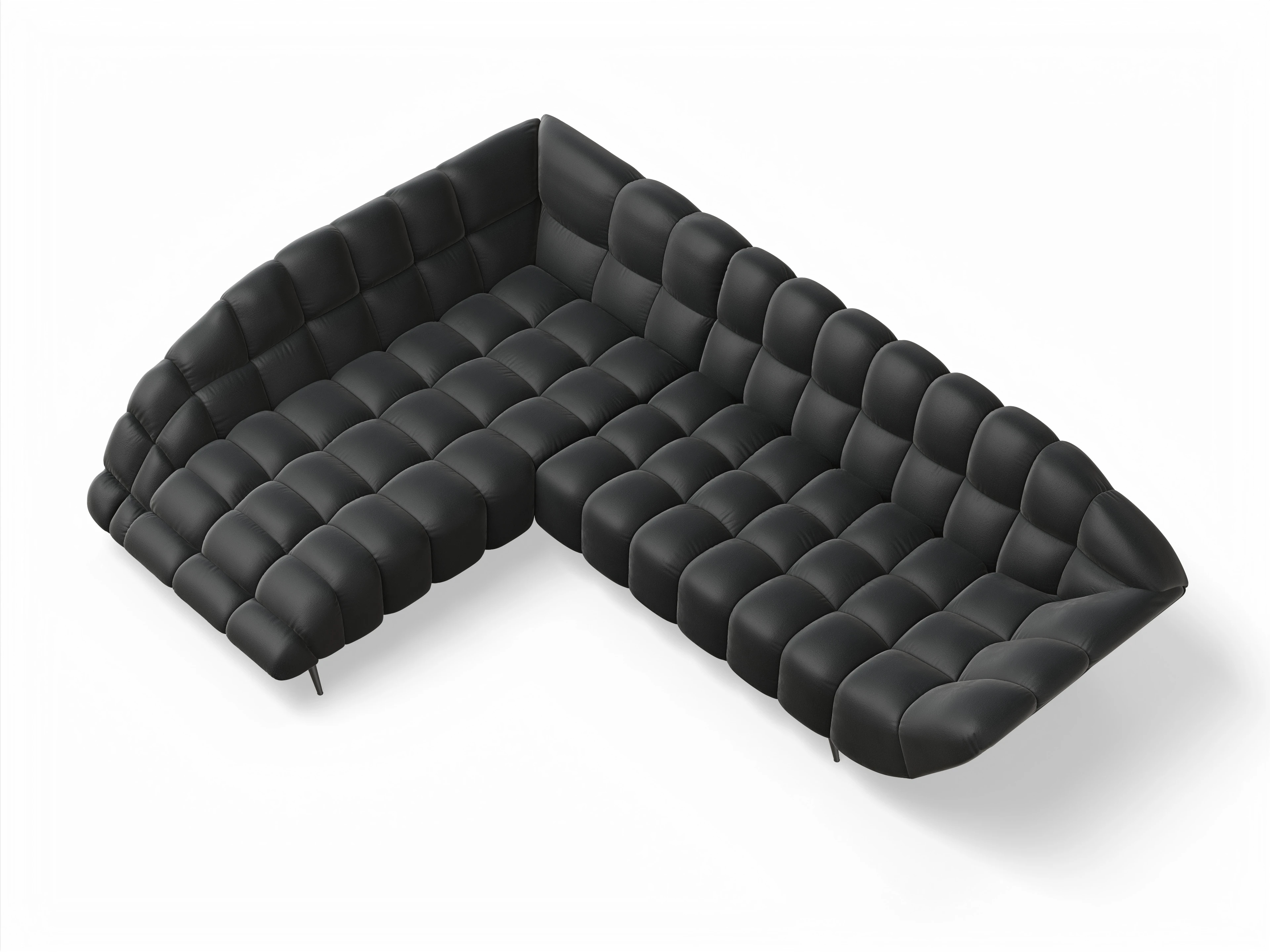 Girona OT Small L mit Sitzvorzug Ansicht des Produktes Girona-O Ecksofa links Abschluss offen in Stoff Schwarz
