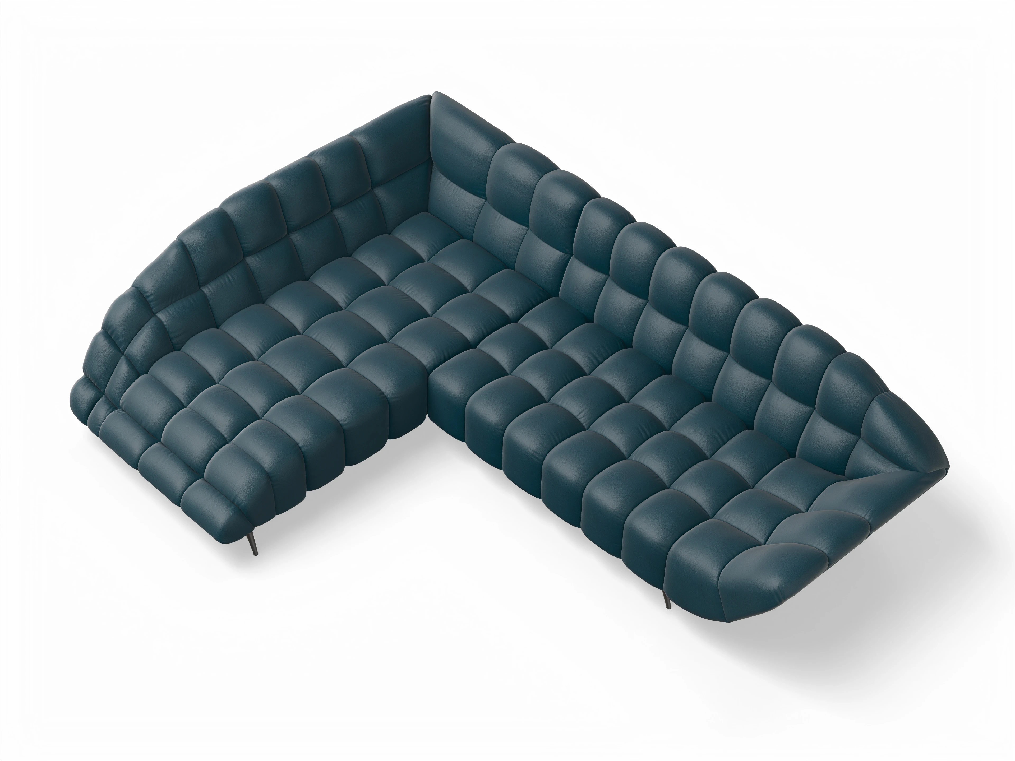 Ansicht des Produktes Girona-O Ecksofa links Abschluss offen in Stoff Blau