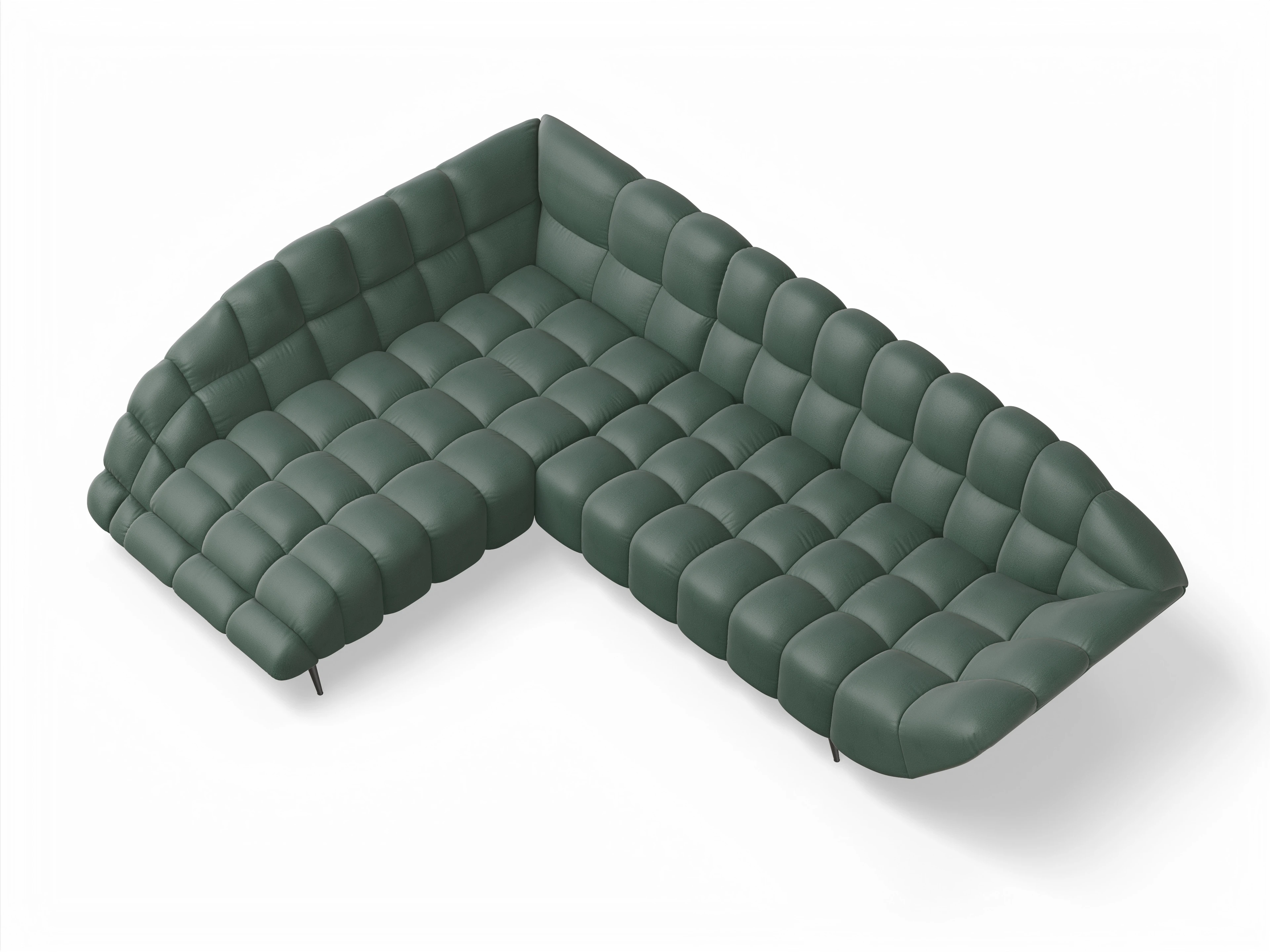 Ansicht des Produktes Girona-O Ecksofa links Abschluss offen in Stoff Grün