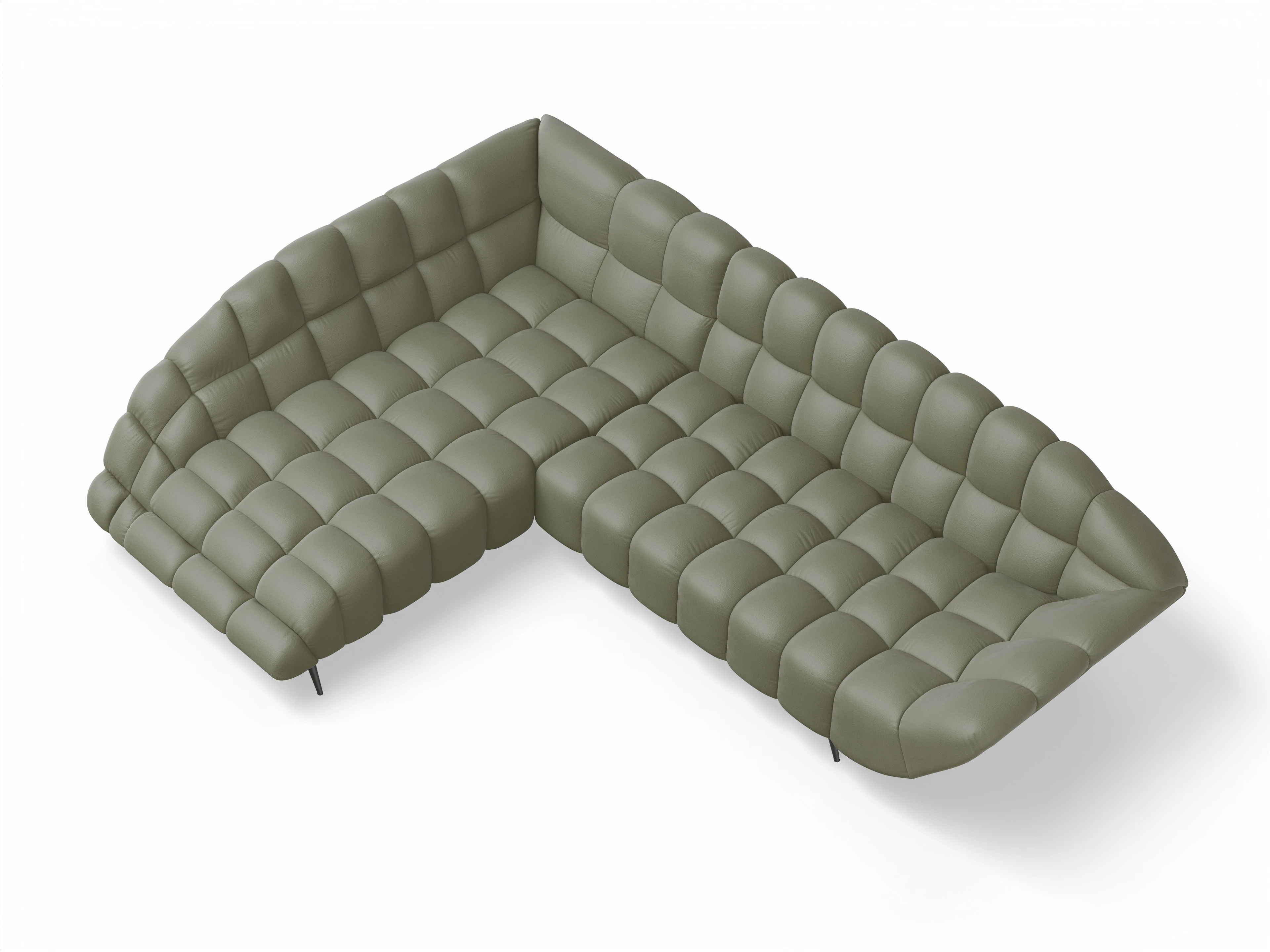 Girona OT Small L mit Sitzvorzug Ansicht des Produktes Girona-O Ecksofa links Abschluss offen in Stoff Grün