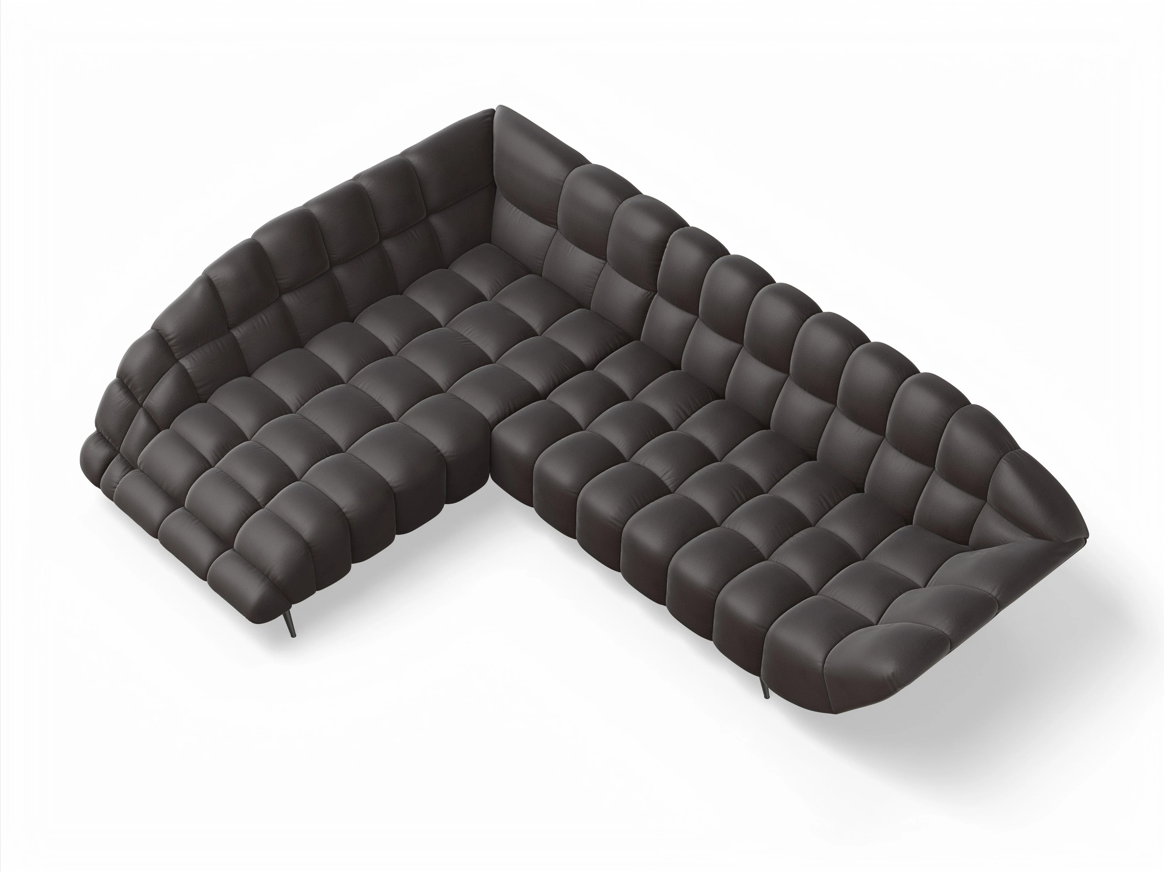 Ansicht des Produktes Girona-O Ecksofa links Abschluss offen in Stoff Braun