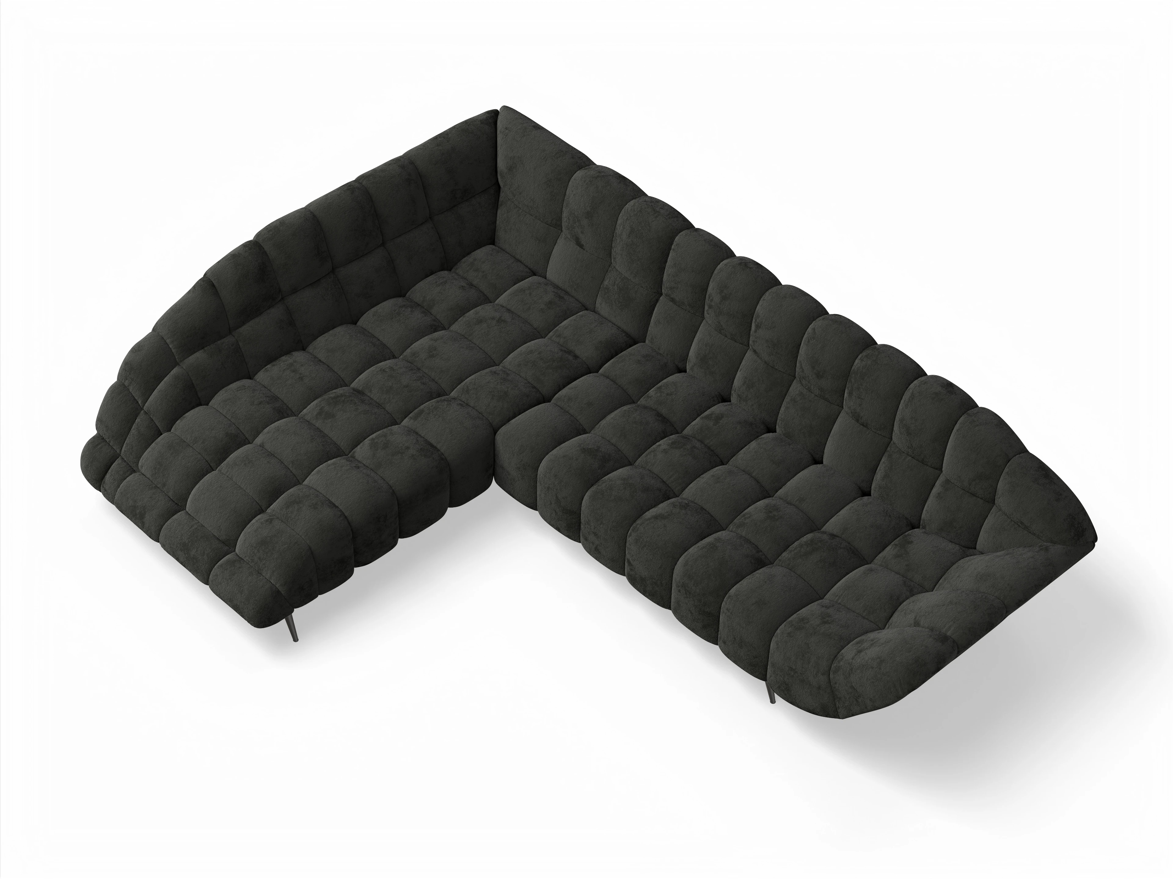 Ansicht des Produktes Girona-O Ecksofa links Abschluss offen in Stoff Schwarz