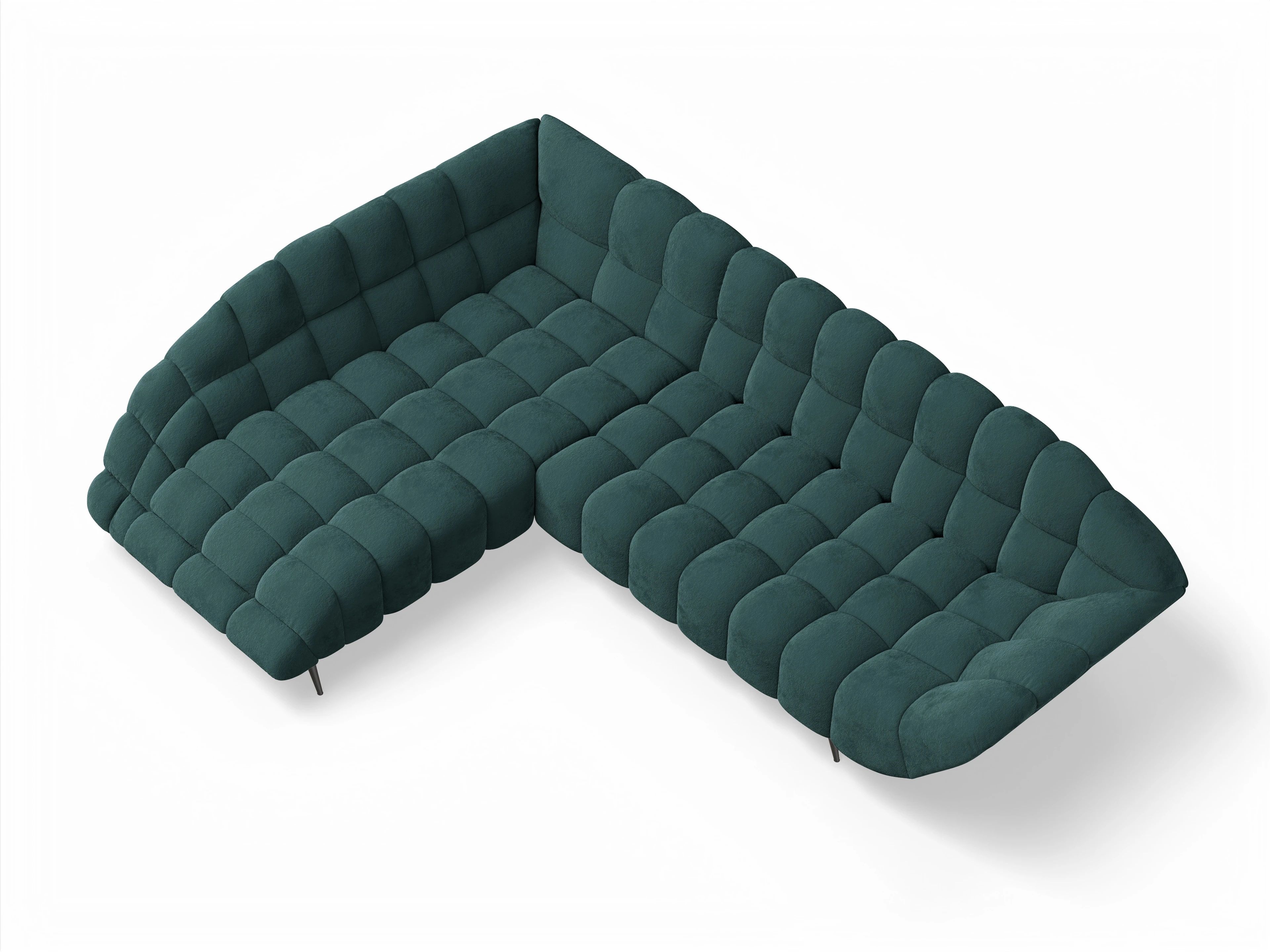 Ansicht des Produktes Girona-O Ecksofa links Abschluss offen in Stoff Blau