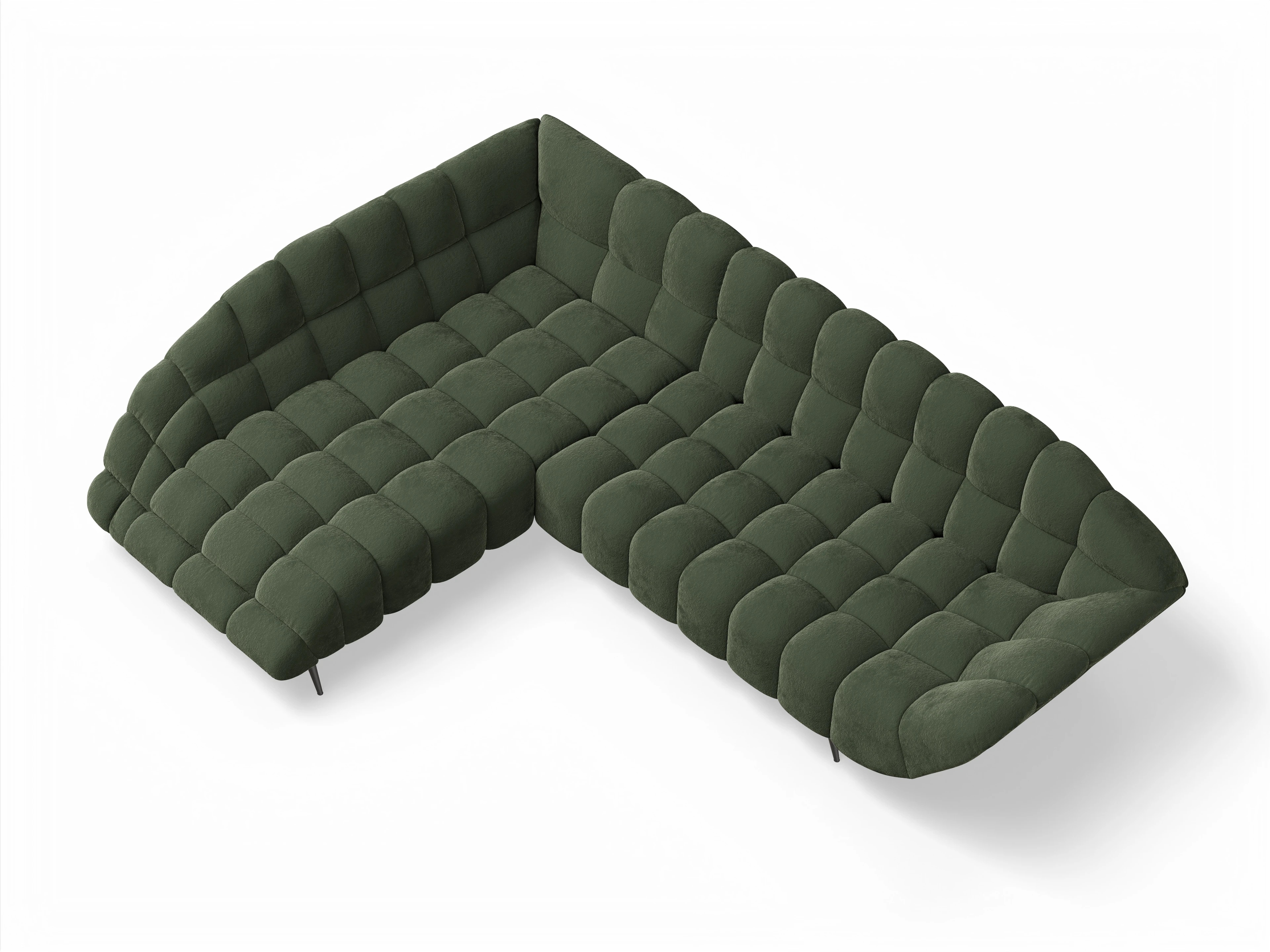 Ansicht des Produktes Girona-O Ecksofa links Abschluss offen in Stoff Grün