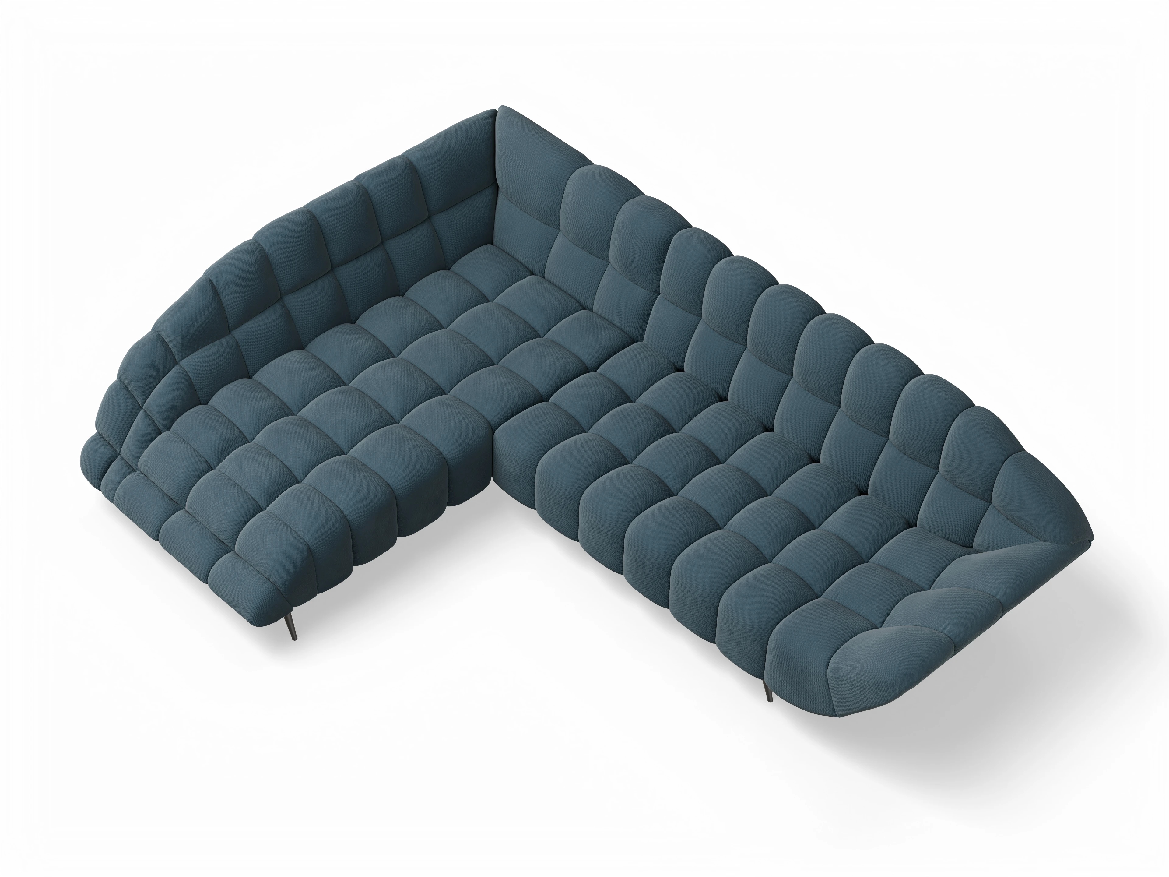 Ansicht des Produktes Girona-O Ecksofa links Abschluss offen in Stoff Blau