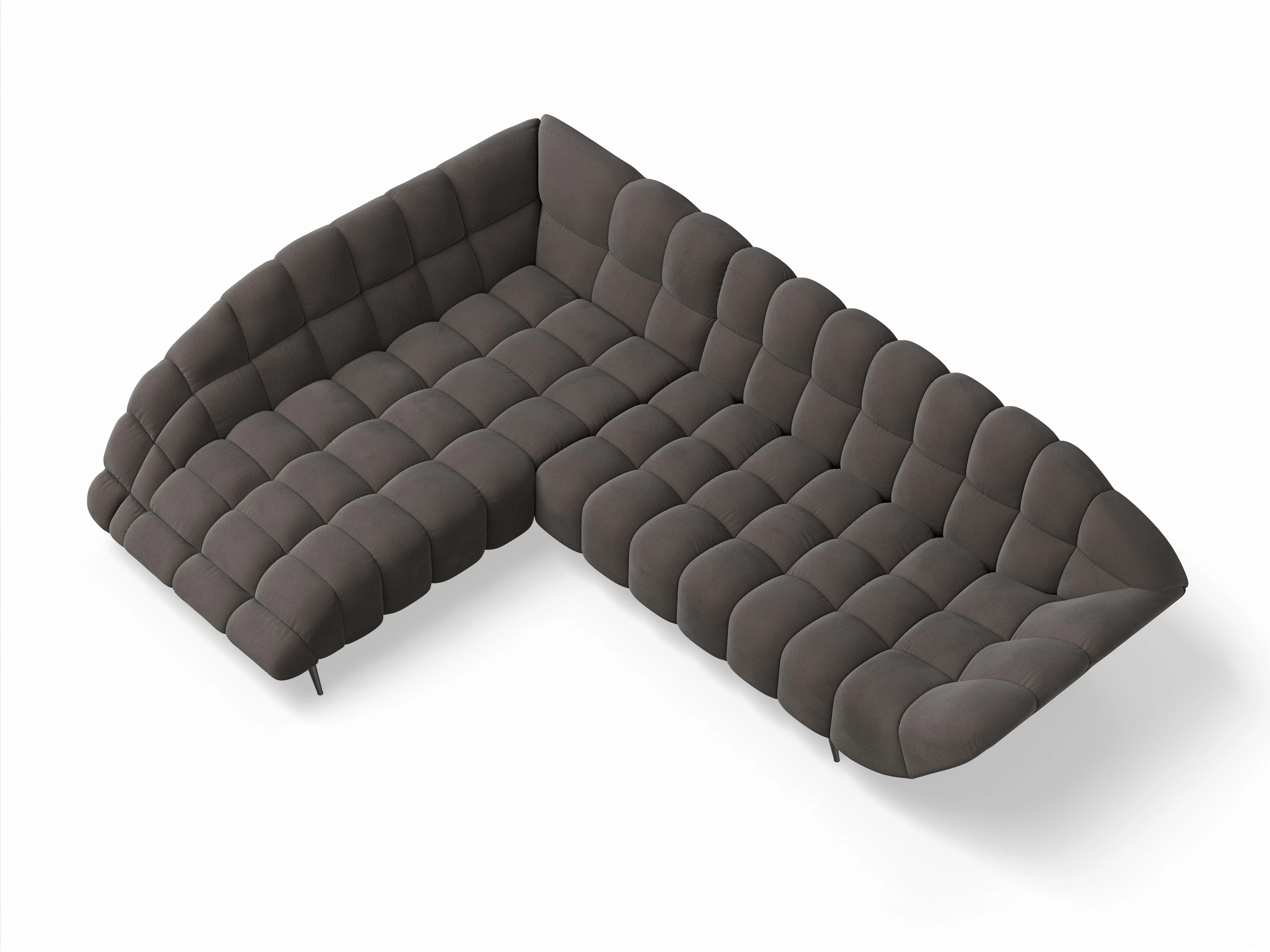 Ansicht des Produktes Girona-O Ecksofa links Abschluss offen in Stoff Braun