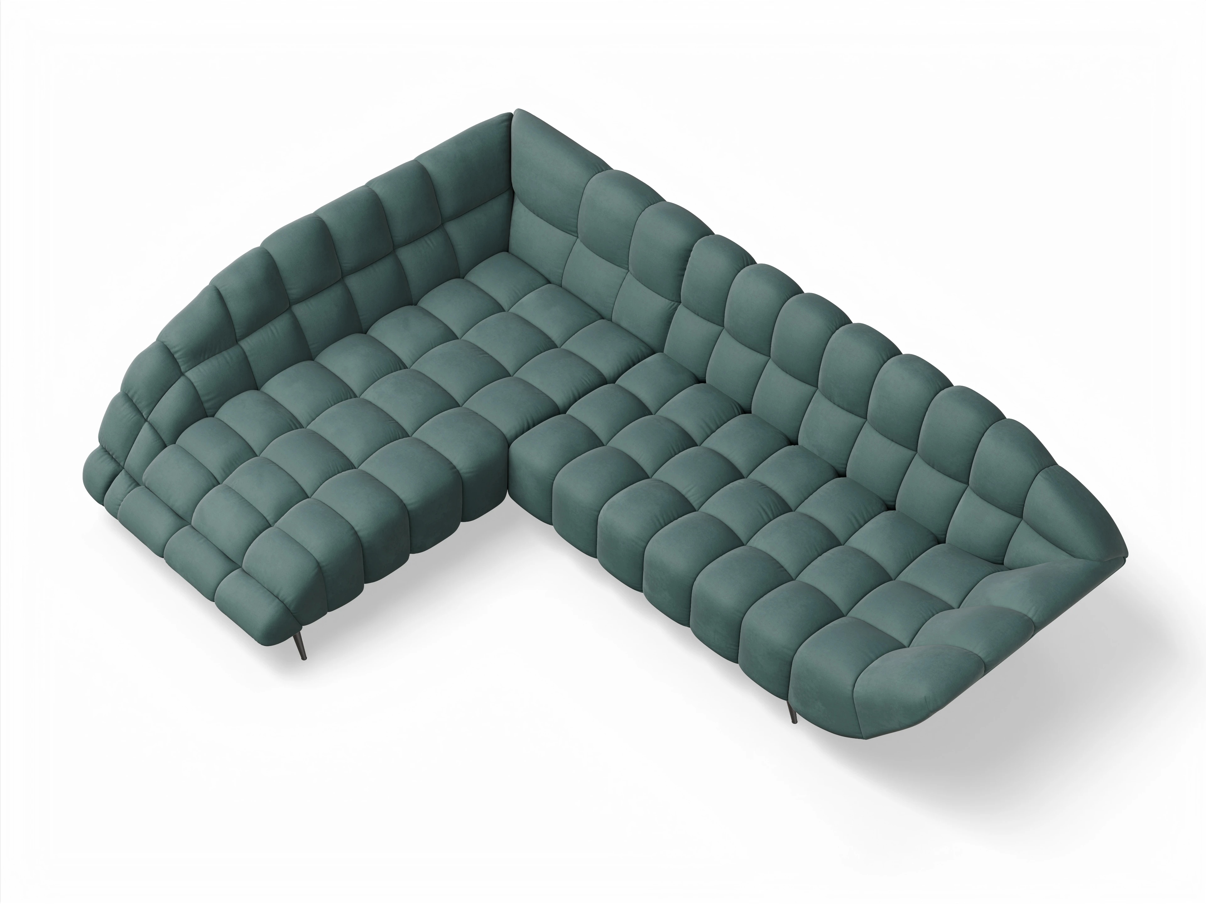 Ansicht des Produktes Girona-O Ecksofa links Abschluss offen in Stoff Blau