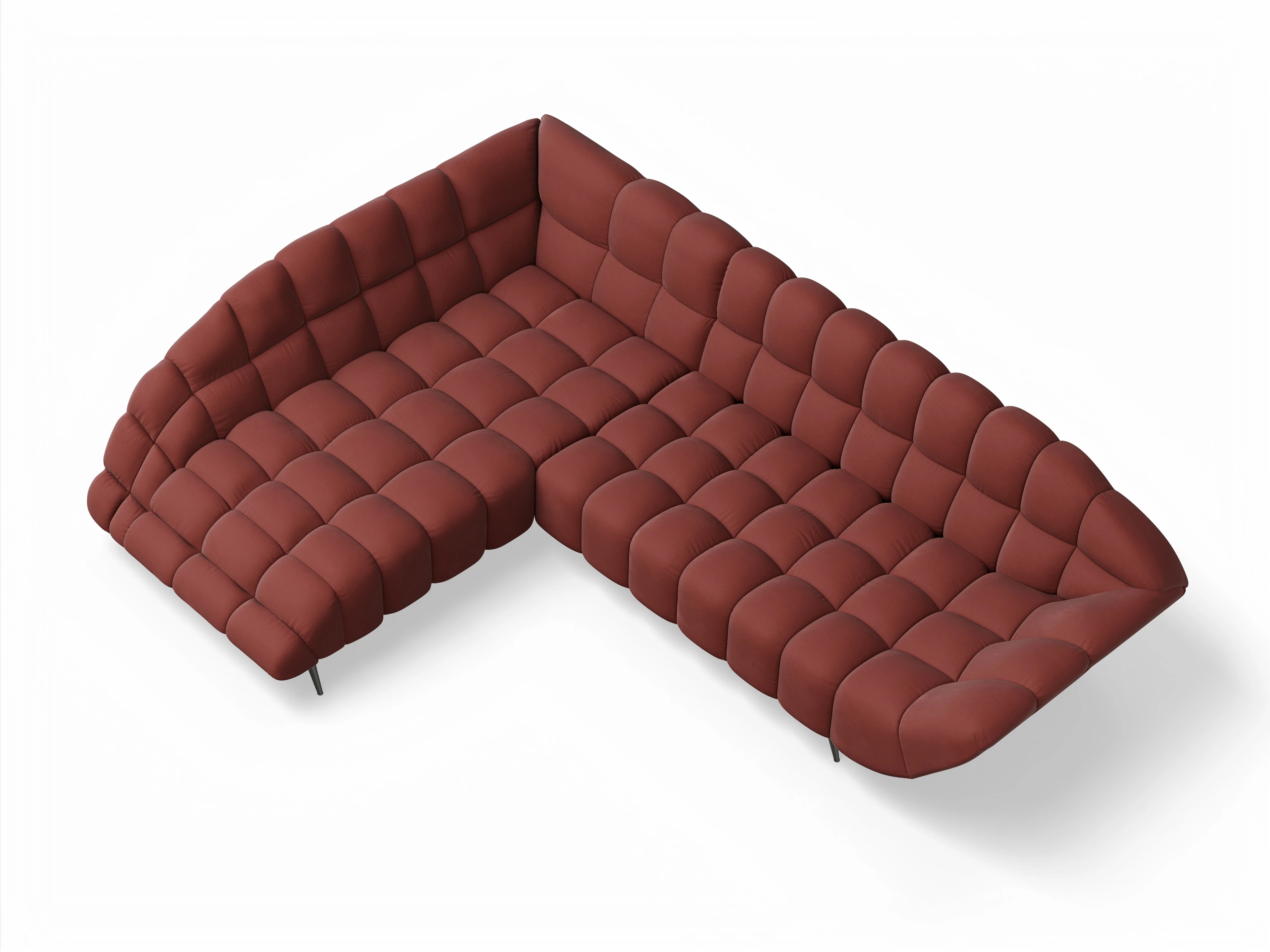 Ansicht des Produktes Girona-O Ecksofa links Abschluss offen in Stoff Rot