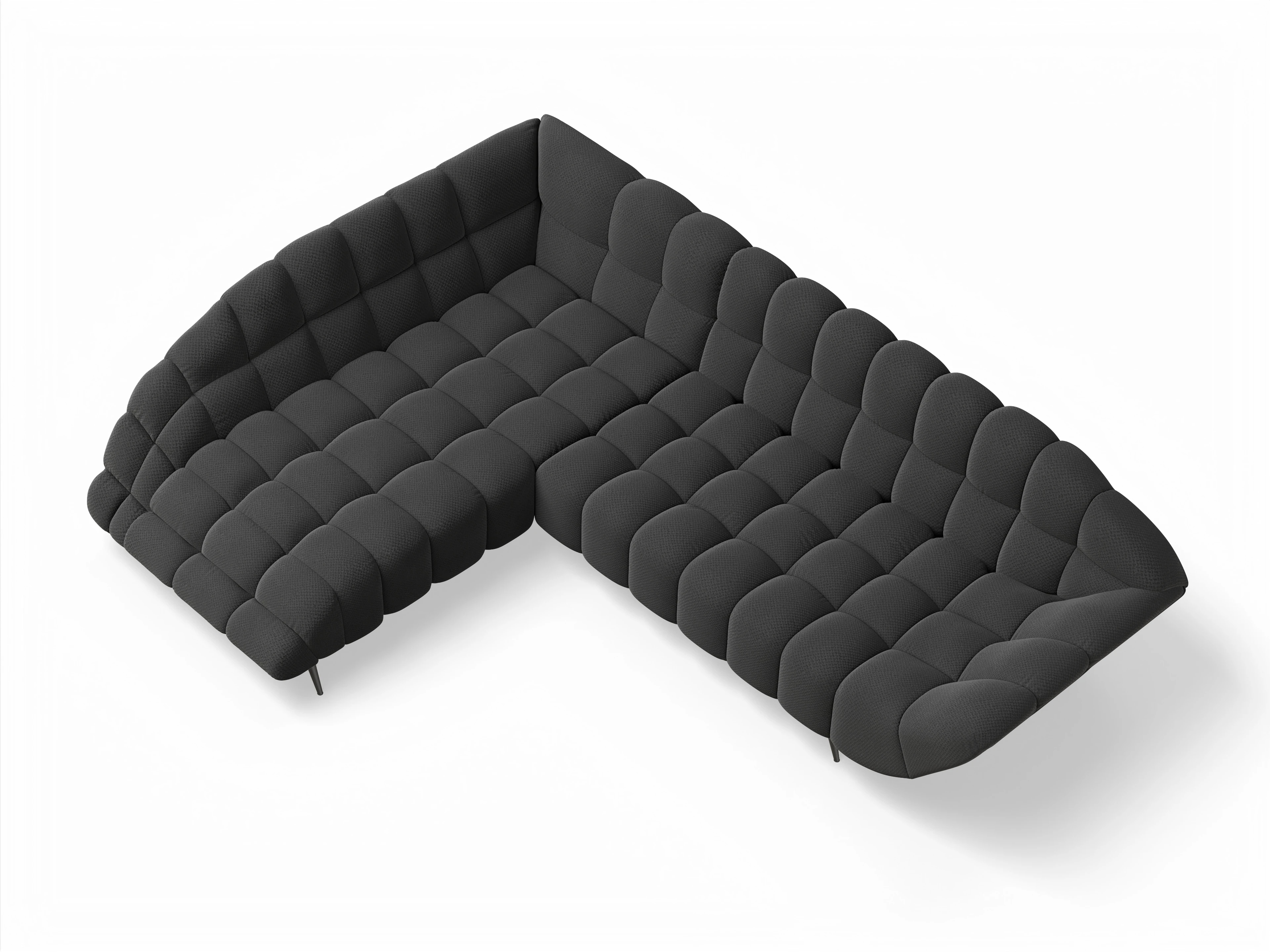 Ansicht des Produktes Girona-O Ecksofa links Abschluss offen in Stoff Schwarz