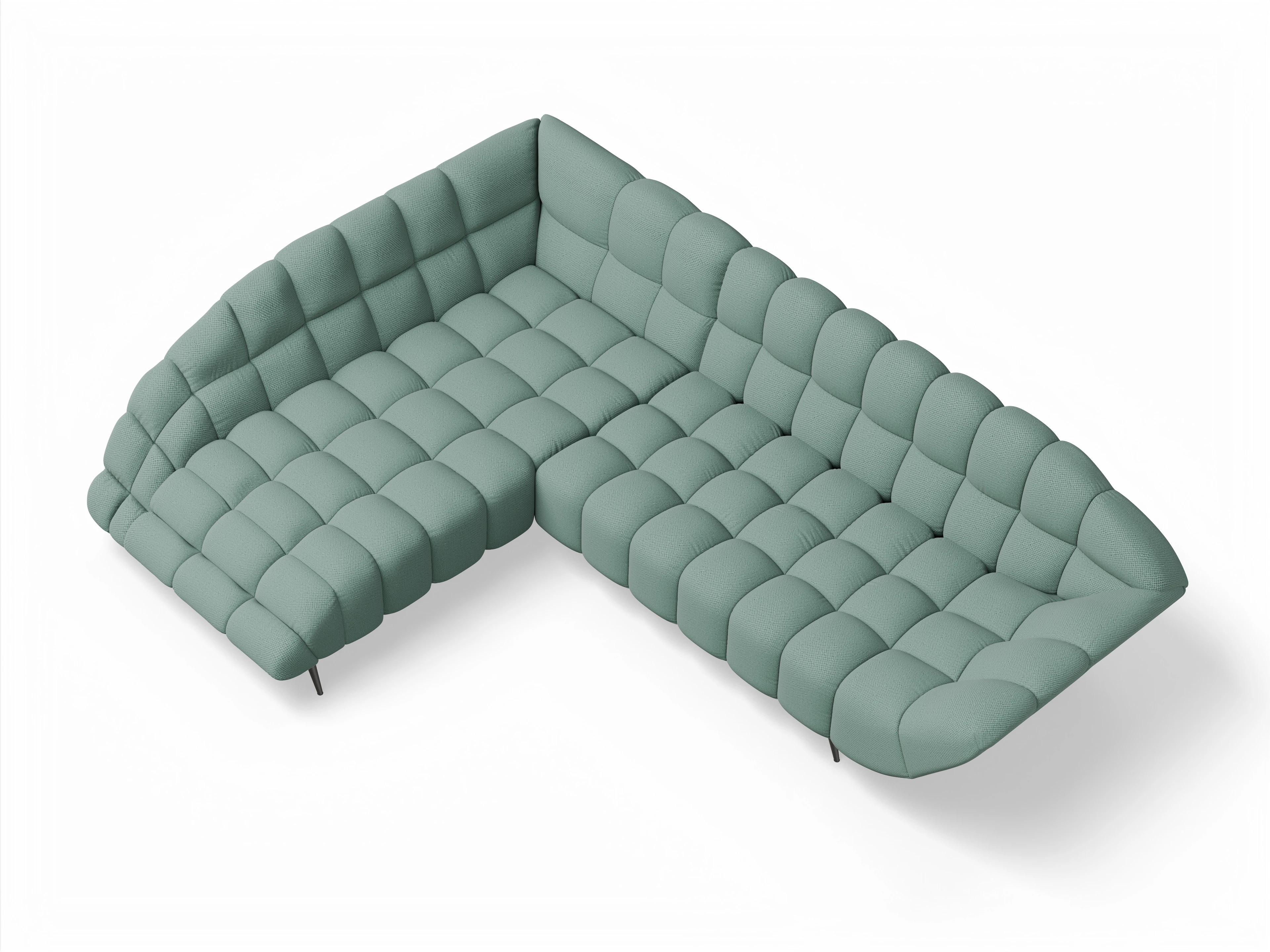 Ansicht des Produktes Girona-O Ecksofa links Abschluss offen in Stoff Blau