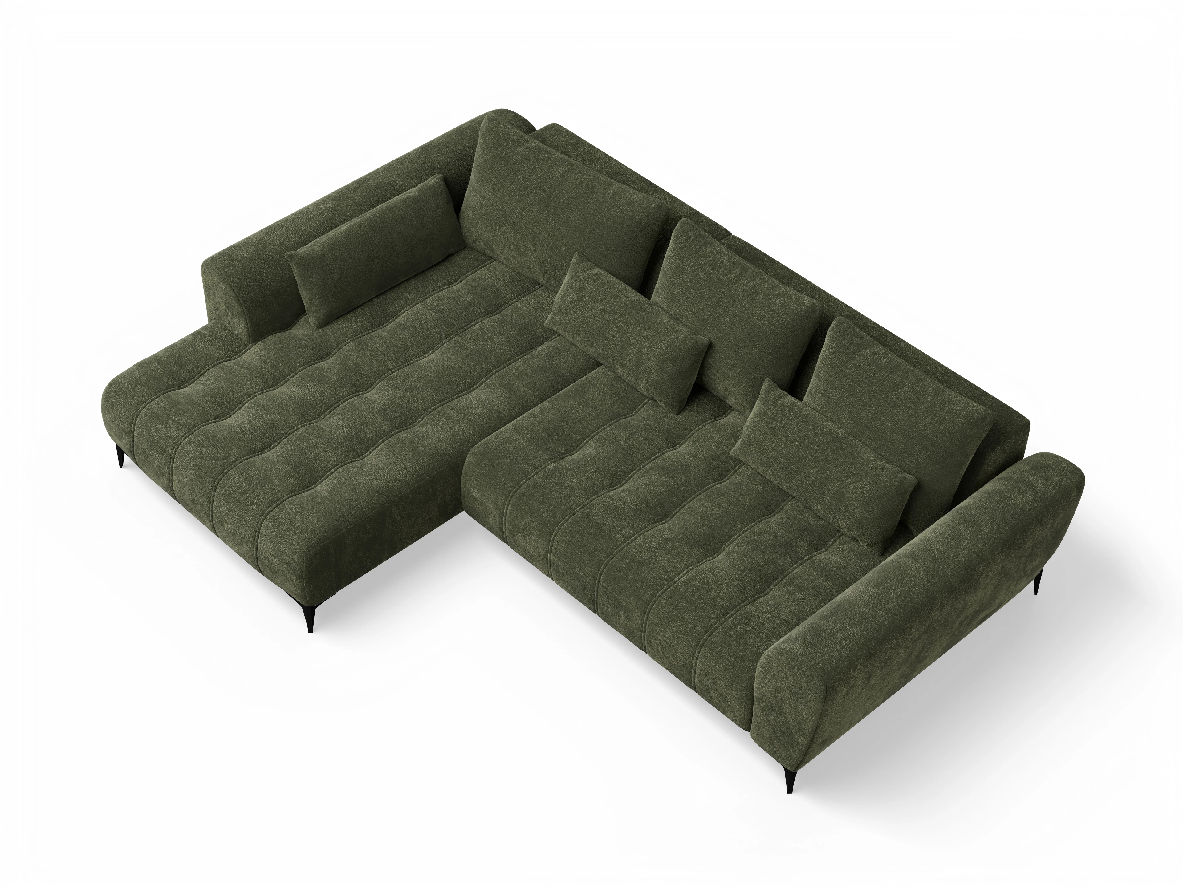Granada OT Small L Ansicht des Produktes Granada-O Ecksofa links Abschluss offen in Stoff Grün