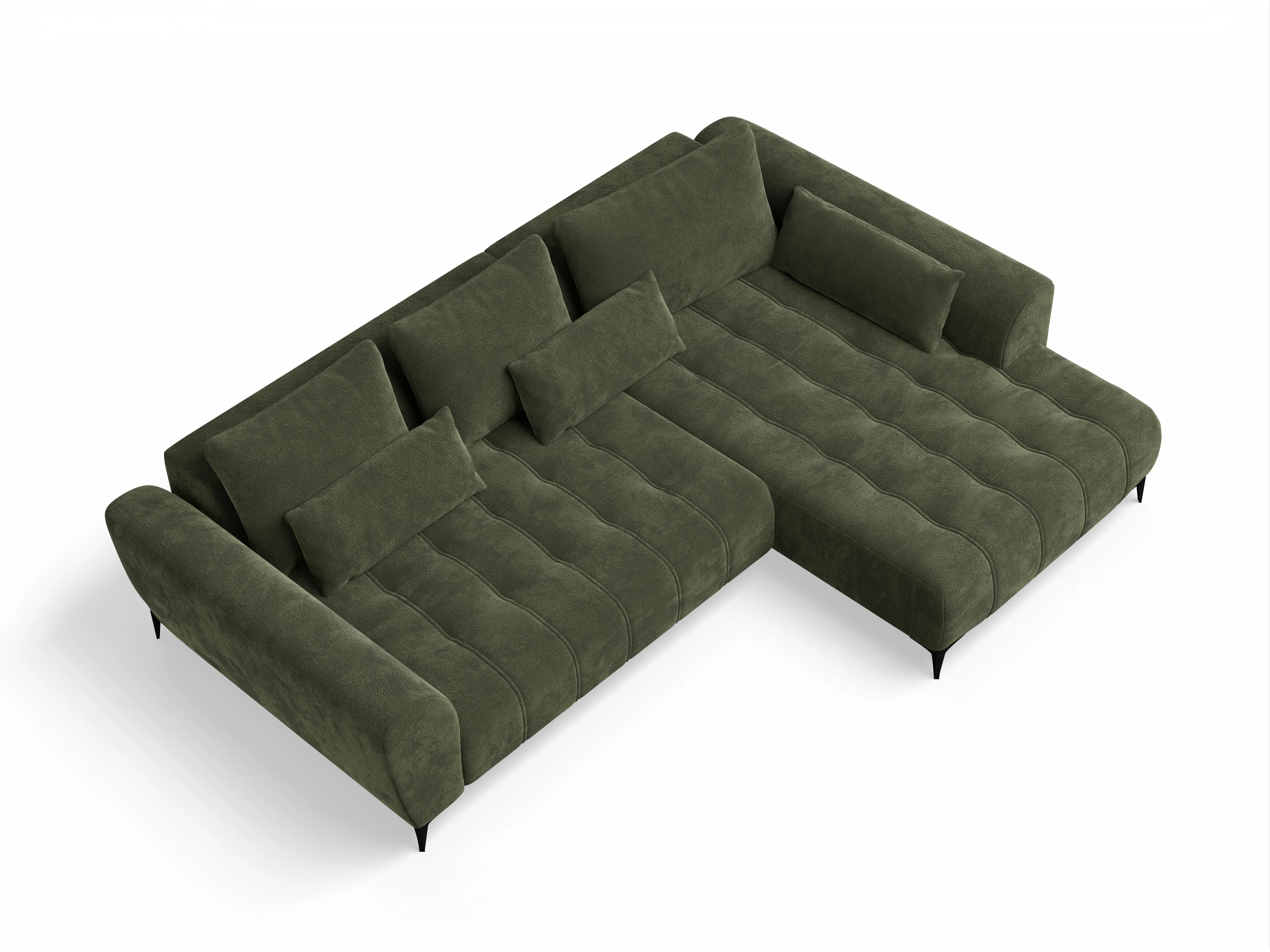 Ansicht des Produktes Granada-O Ecksofa rechts Abschluss offen in Stoff Grün