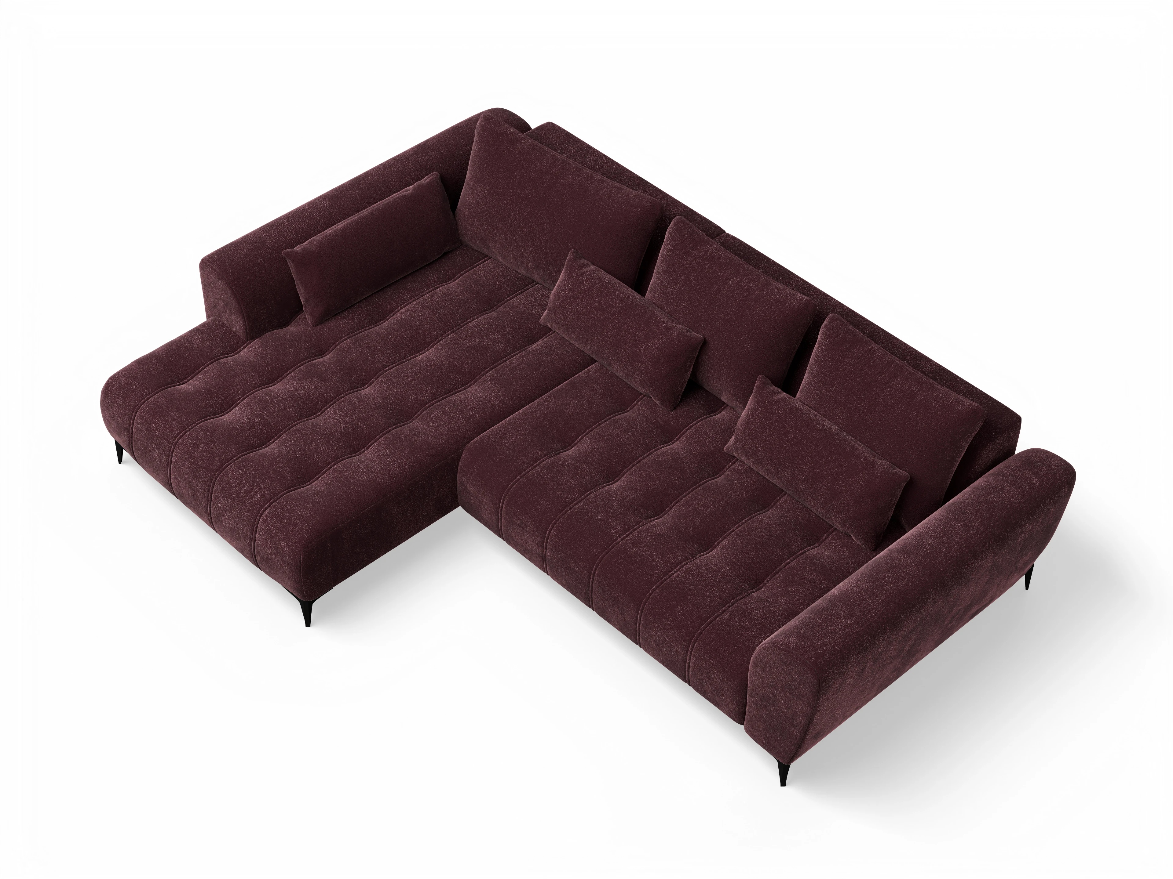 Ansicht des Produktes Granada-O Ecksofa links Abschluss offen in Stoff Rot