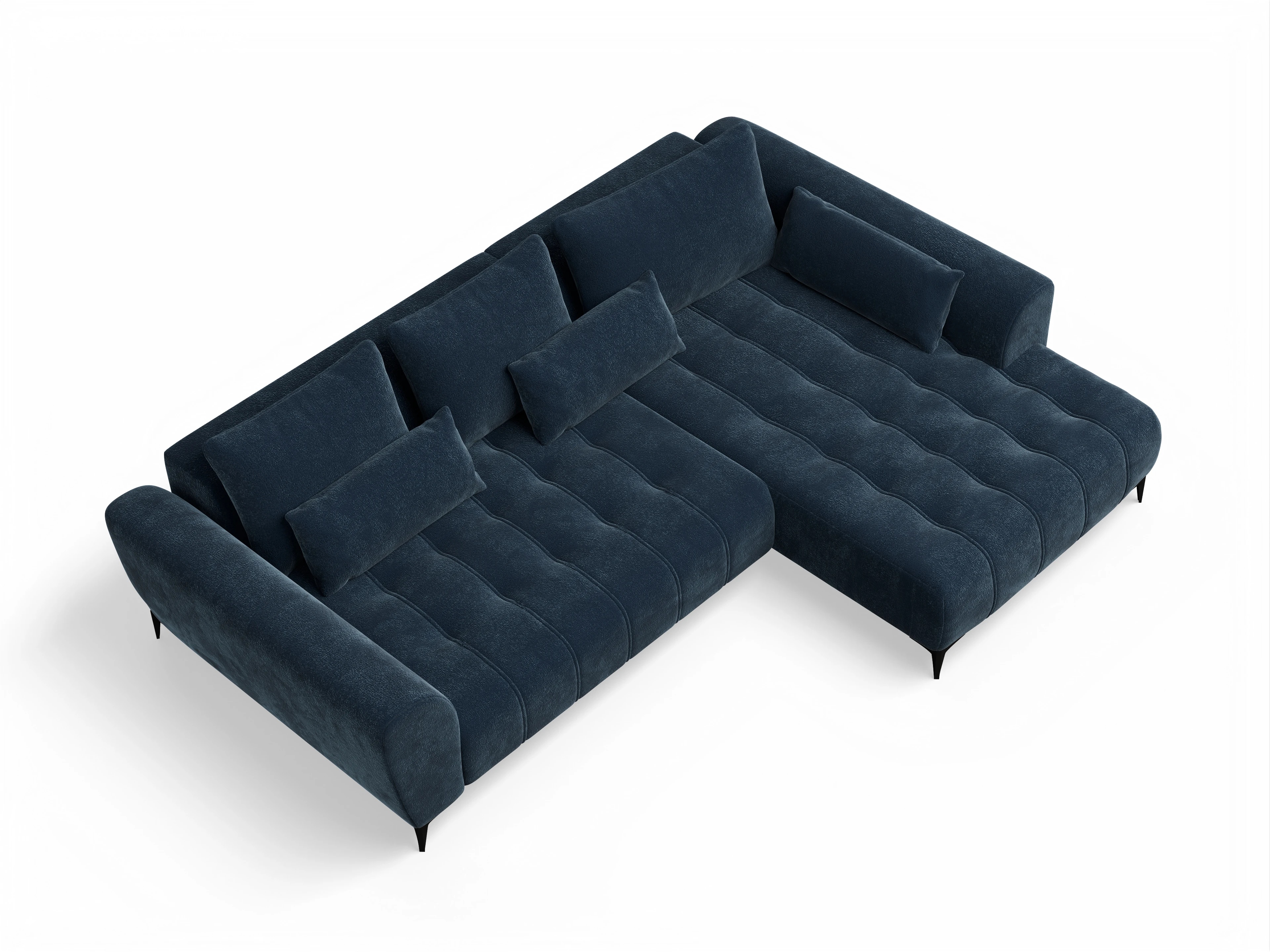 Granada OT Small R Ansicht des Produktes Granada-O Ecksofa rechts Abschluss offen in Stoff Blau