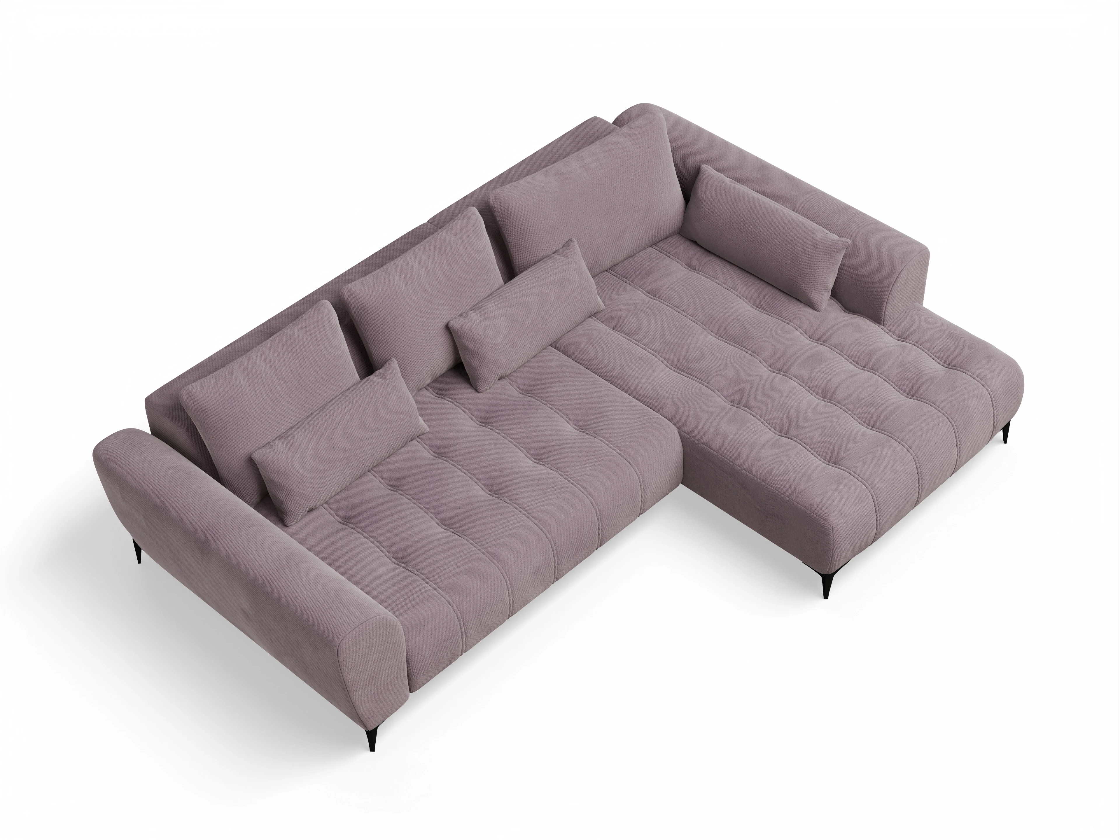 Ansicht des Produktes Granada-O Ecksofa rechts Abschluss offen in Stoff Lila