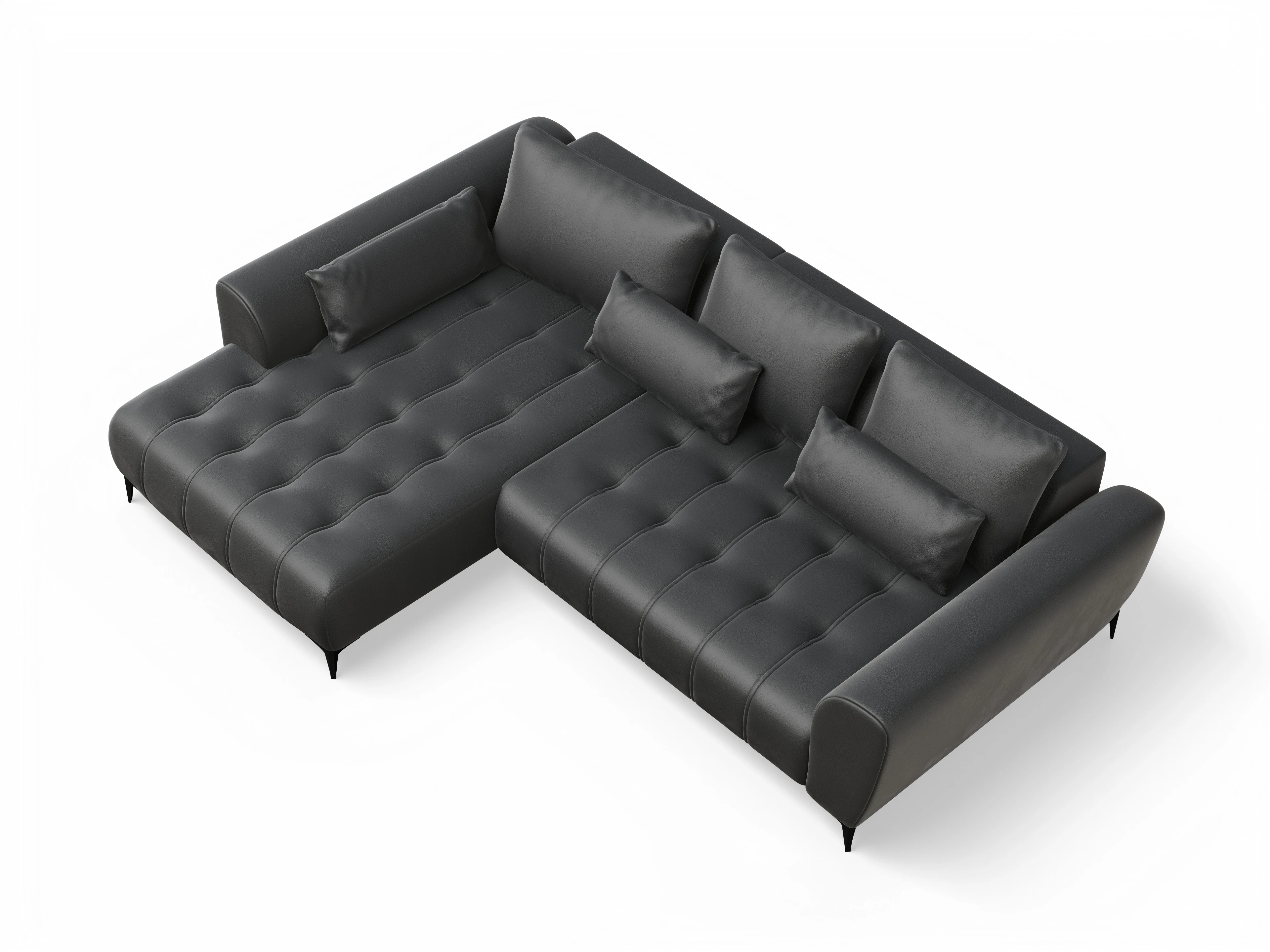 Ansicht des Produktes Granada-O Ecksofa links Abschluss offen in Stoff Grau